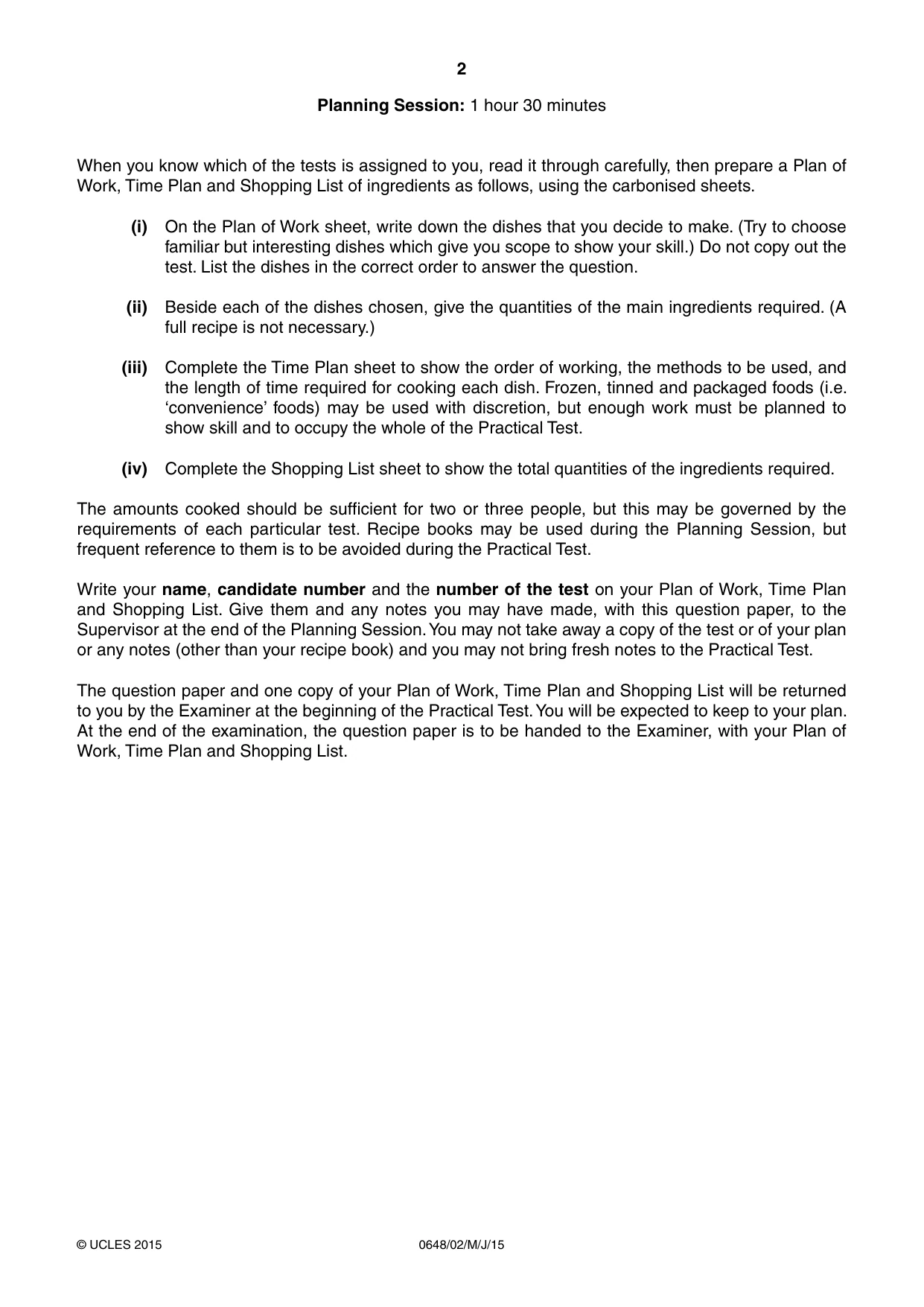 Cambridge IGCSE Food and Nutrition 0648 2015 May/June Paper 2 · Variant 1 question paper, page 2 of 4