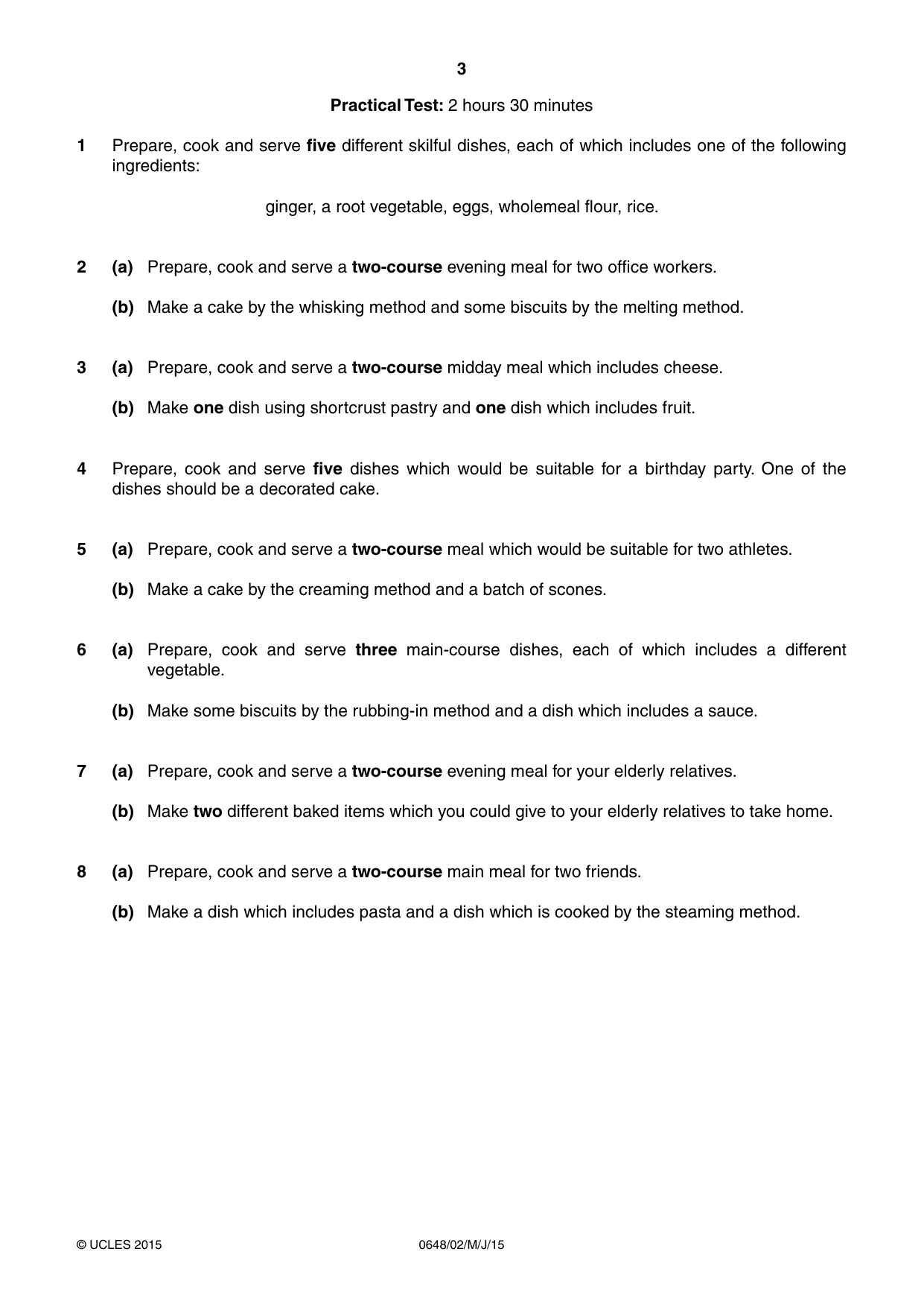 Cambridge IGCSE Food and Nutrition 0648 2015 May/June Paper 2 · Variant 1 question paper, page 3 of 4