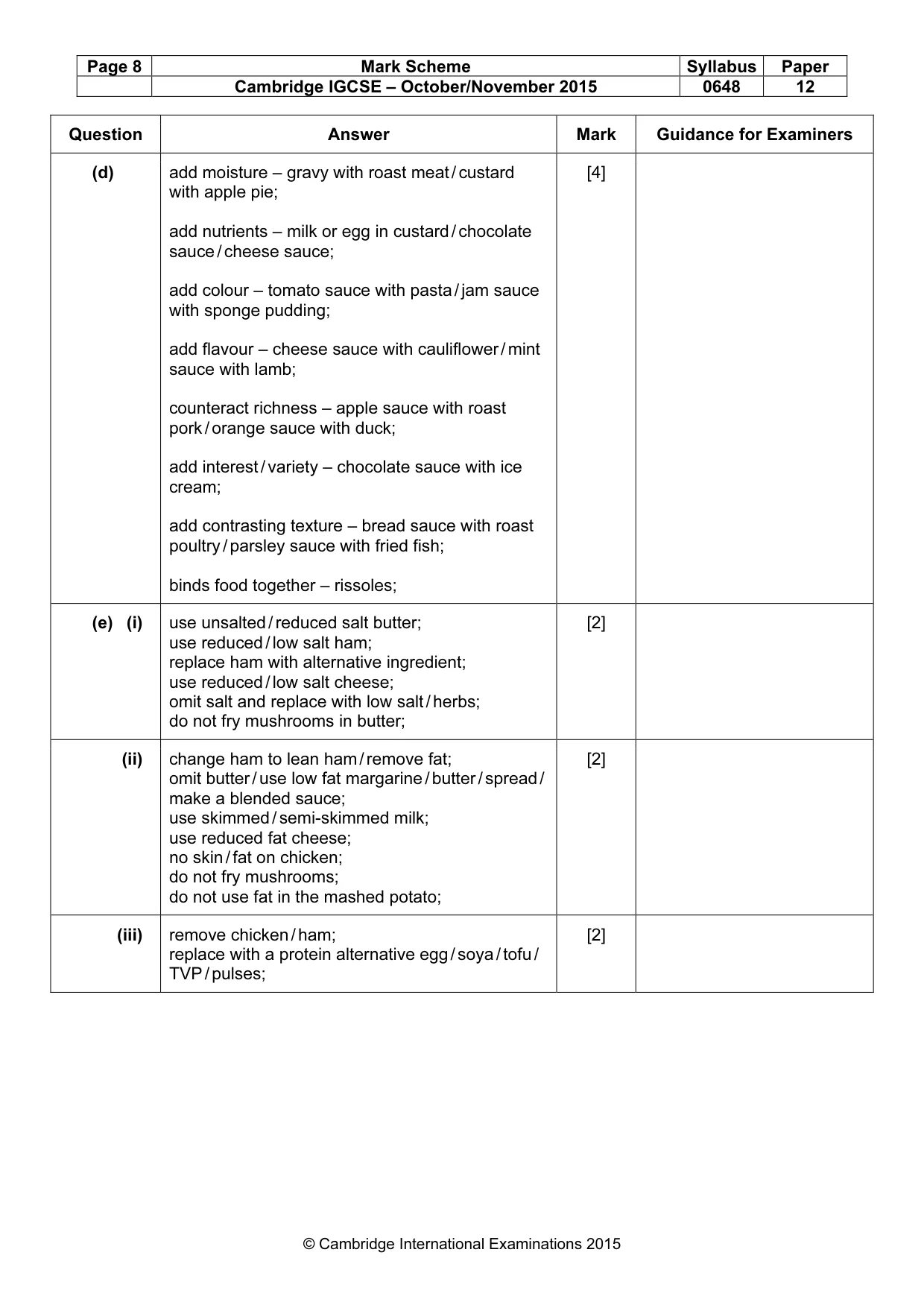 Mark scheme, page 8 of 13