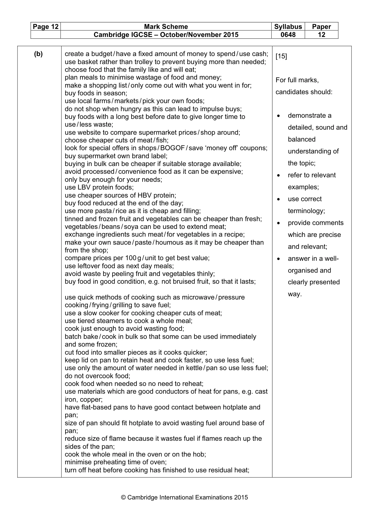 Mark scheme, page 12 of 13