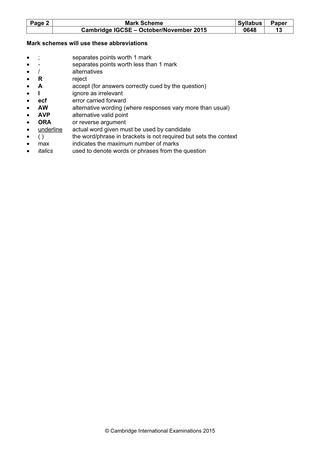 Mark scheme, page 2 of 9