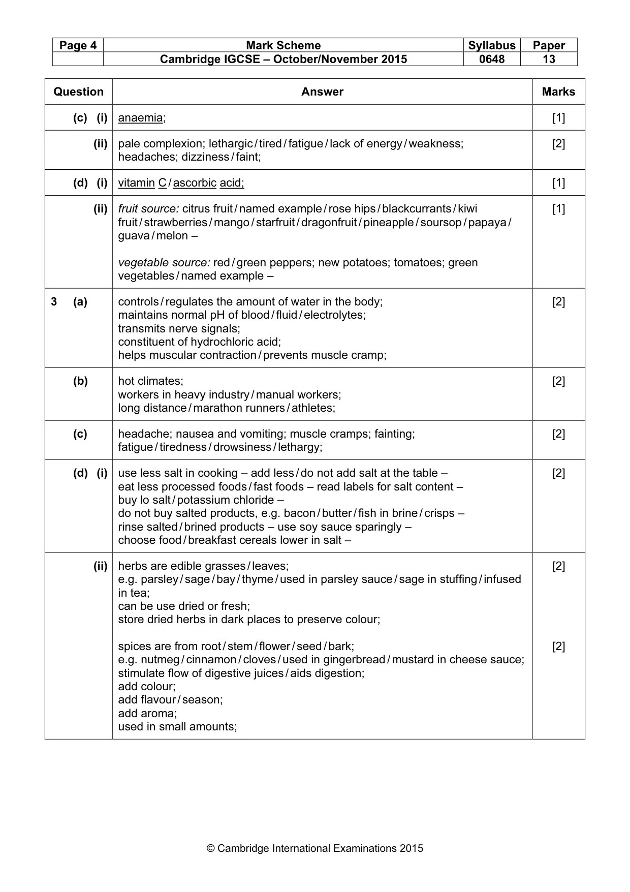 Mark scheme, page 4 of 9