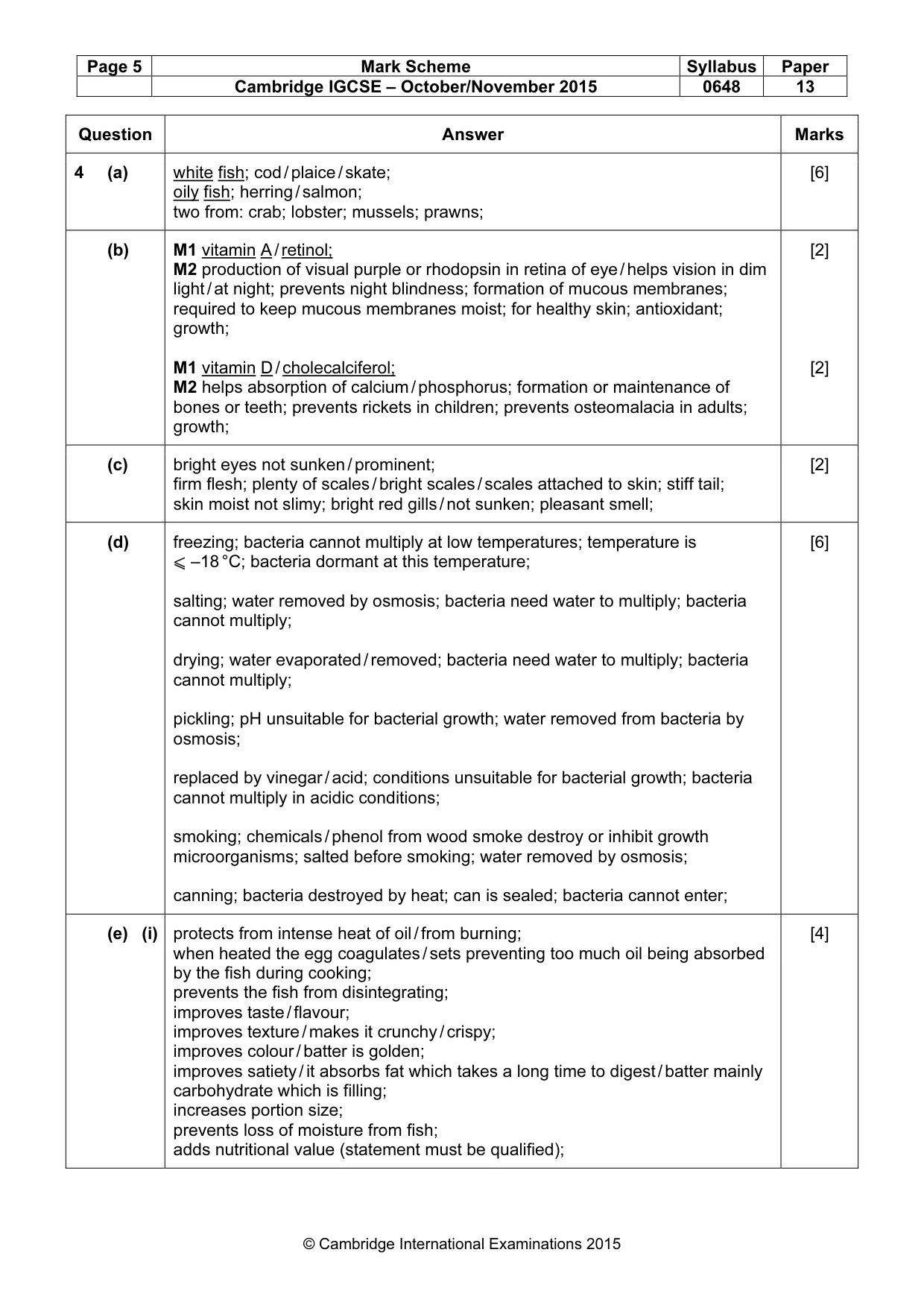 Mark scheme, page 5 of 9