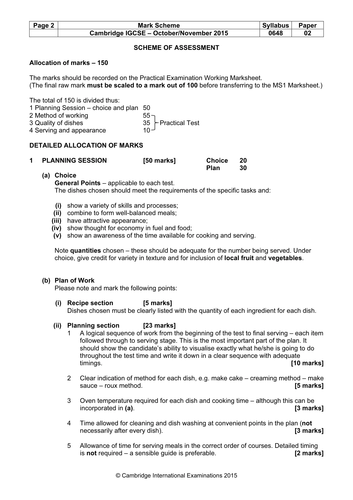 Mark scheme, page 2 of 5