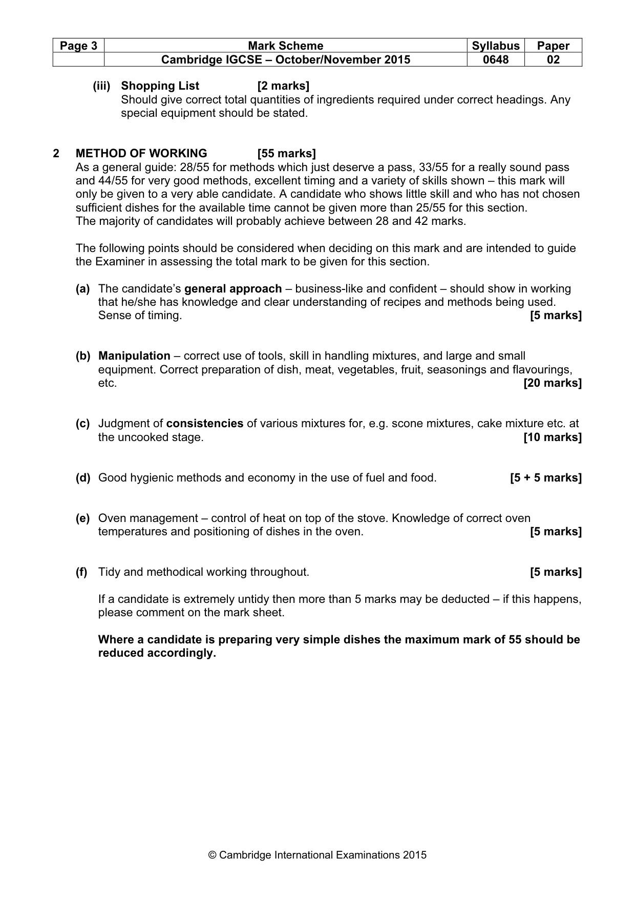 Mark scheme, page 3 of 5