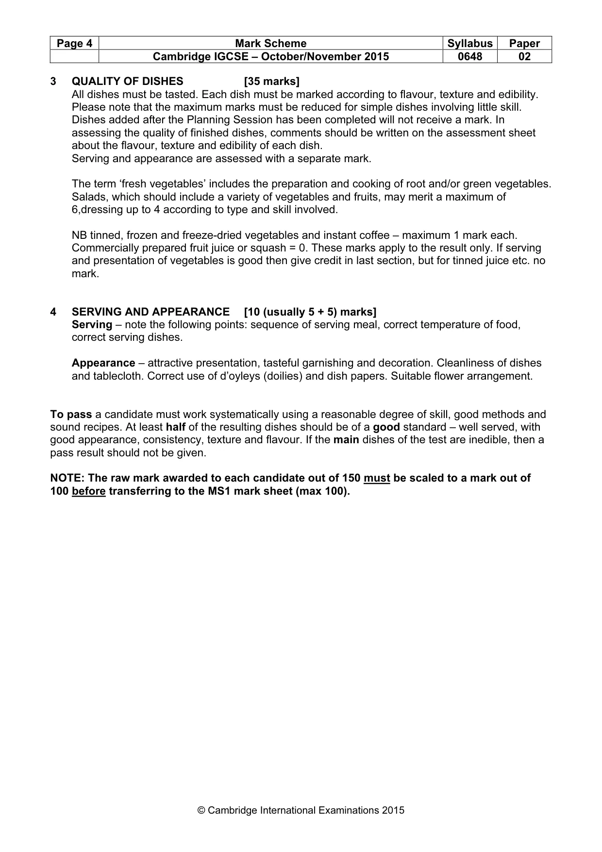 Mark scheme, page 4 of 5
