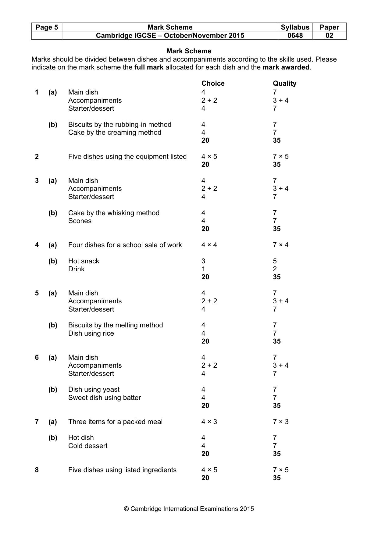 Mark scheme, page 5 of 5