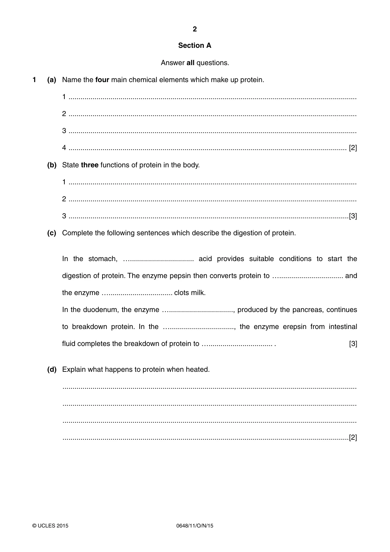Cambridge IGCSE Food and Nutrition 0648 2015 Oct/Nov Paper 1 · Variant 1 question paper, page 2 of 16