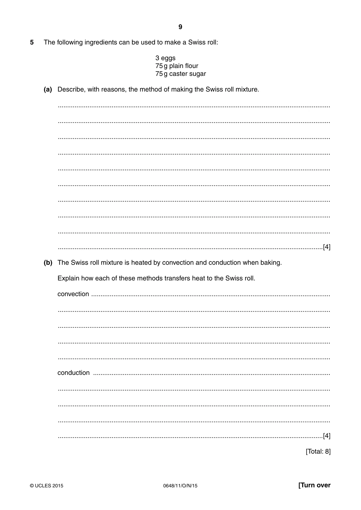 Cambridge IGCSE Food and Nutrition 0648 2015 Oct/Nov Paper 1 · Variant 1 question paper, page 9 of 16
