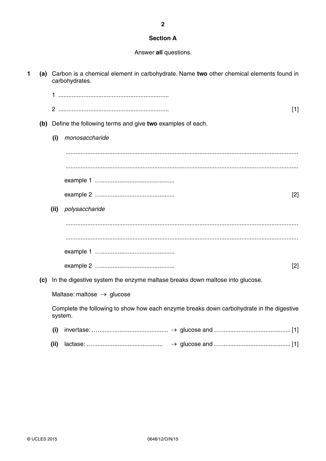 Cambridge IGCSE Food and Nutrition 0648 2015 Oct/Nov Paper 1 · Variant 2 question paper, page 2 of 12