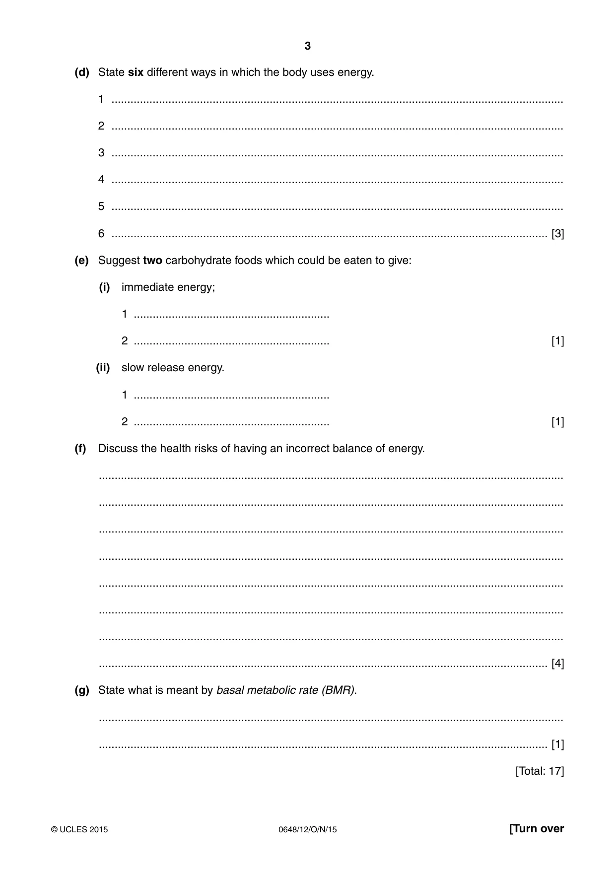 Cambridge IGCSE Food and Nutrition 0648 2015 Oct/Nov Paper 1 · Variant 2 question paper, page 3 of 12