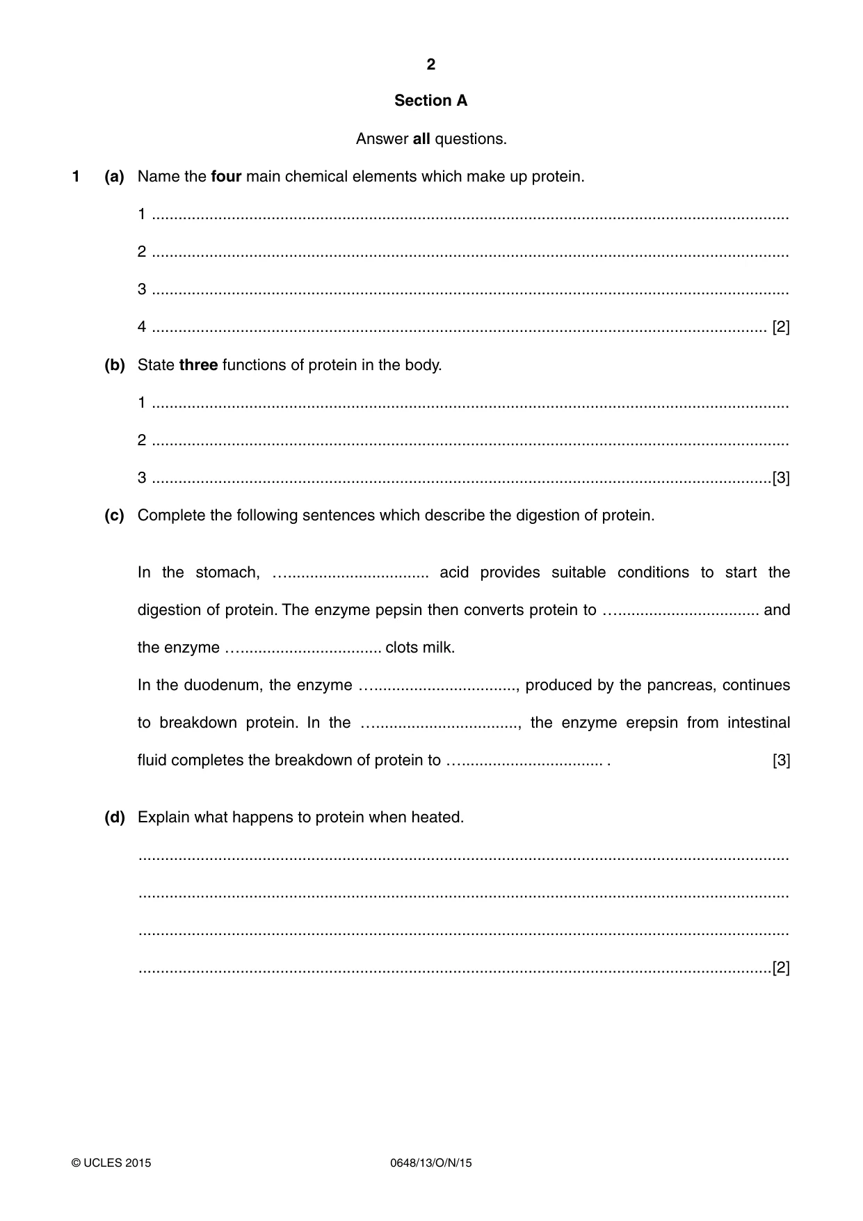Cambridge IGCSE Food and Nutrition 0648 2015 Oct/Nov Paper 1 · Variant 3 question paper, page 2 of 16