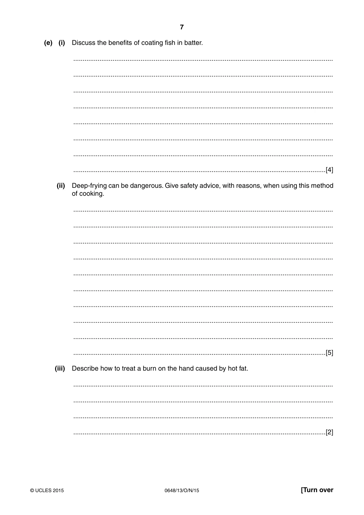 Cambridge IGCSE Food and Nutrition 0648 2015 Oct/Nov Paper 1 · Variant 3 question paper, page 7 of 16