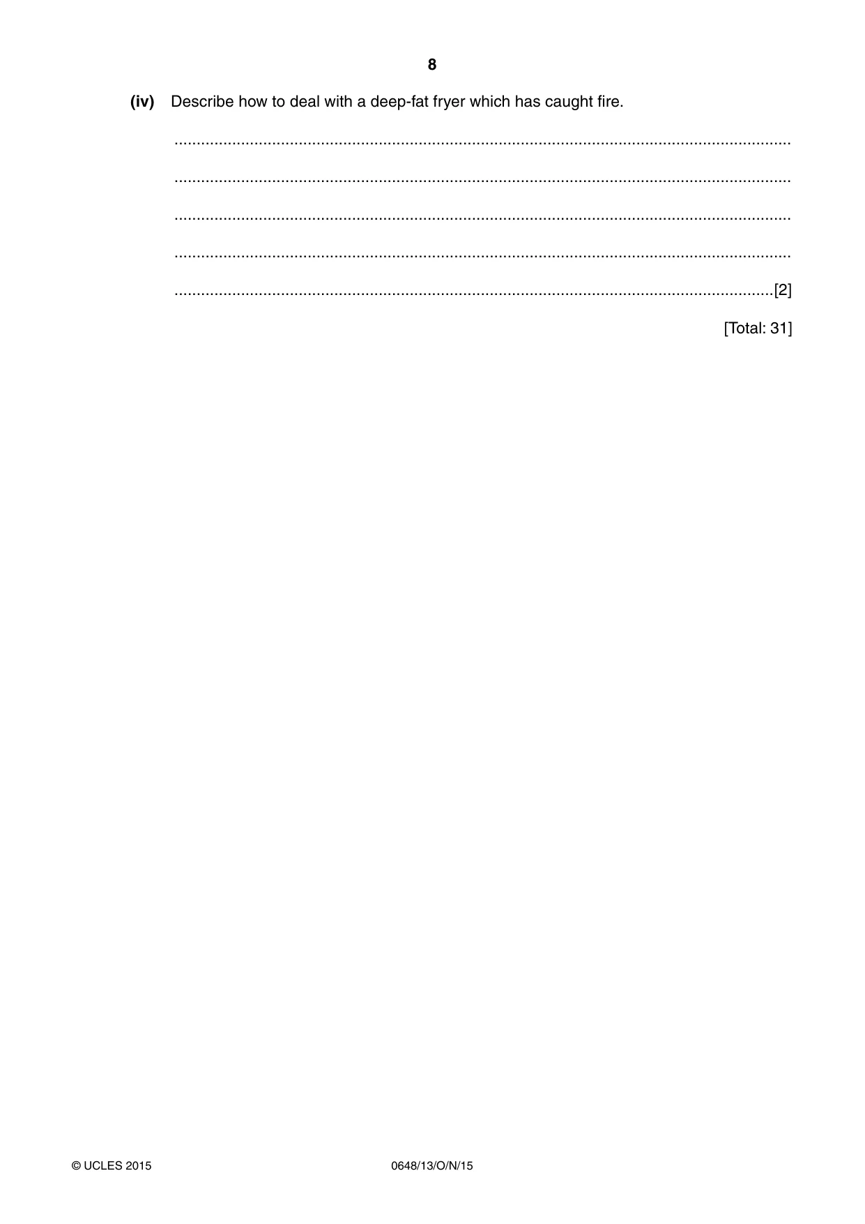 Cambridge IGCSE Food and Nutrition 0648 2015 Oct/Nov Paper 1 · Variant 3 question paper, page 8 of 16