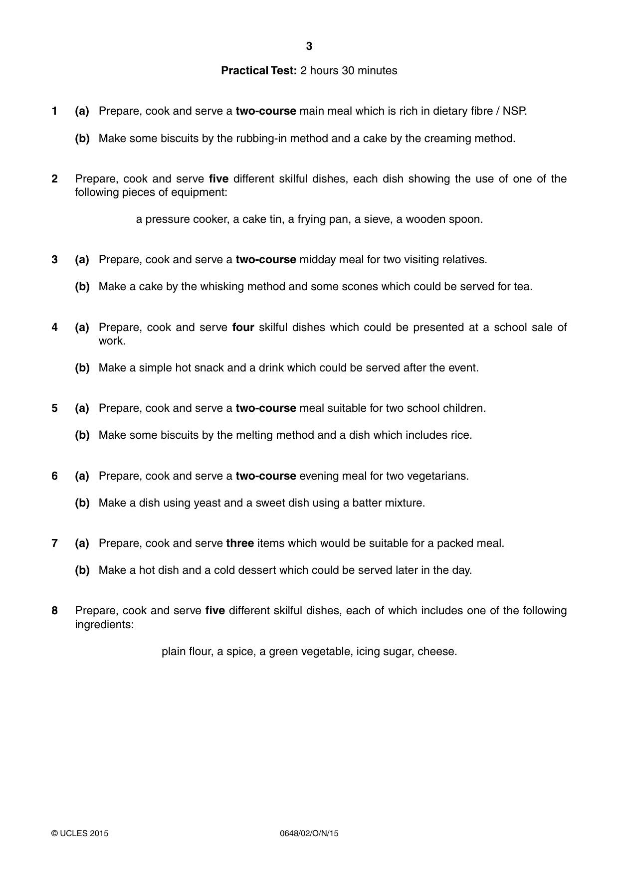 Cambridge IGCSE Food and Nutrition 0648 2015 Oct/Nov Paper 2 · Variant 1 question paper, page 3 of 4