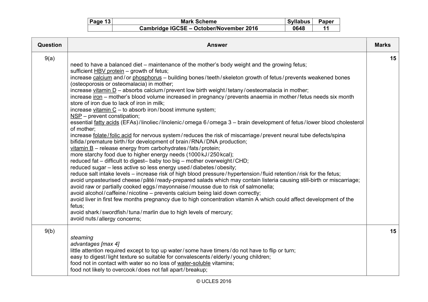Mark scheme, page 13 of 15