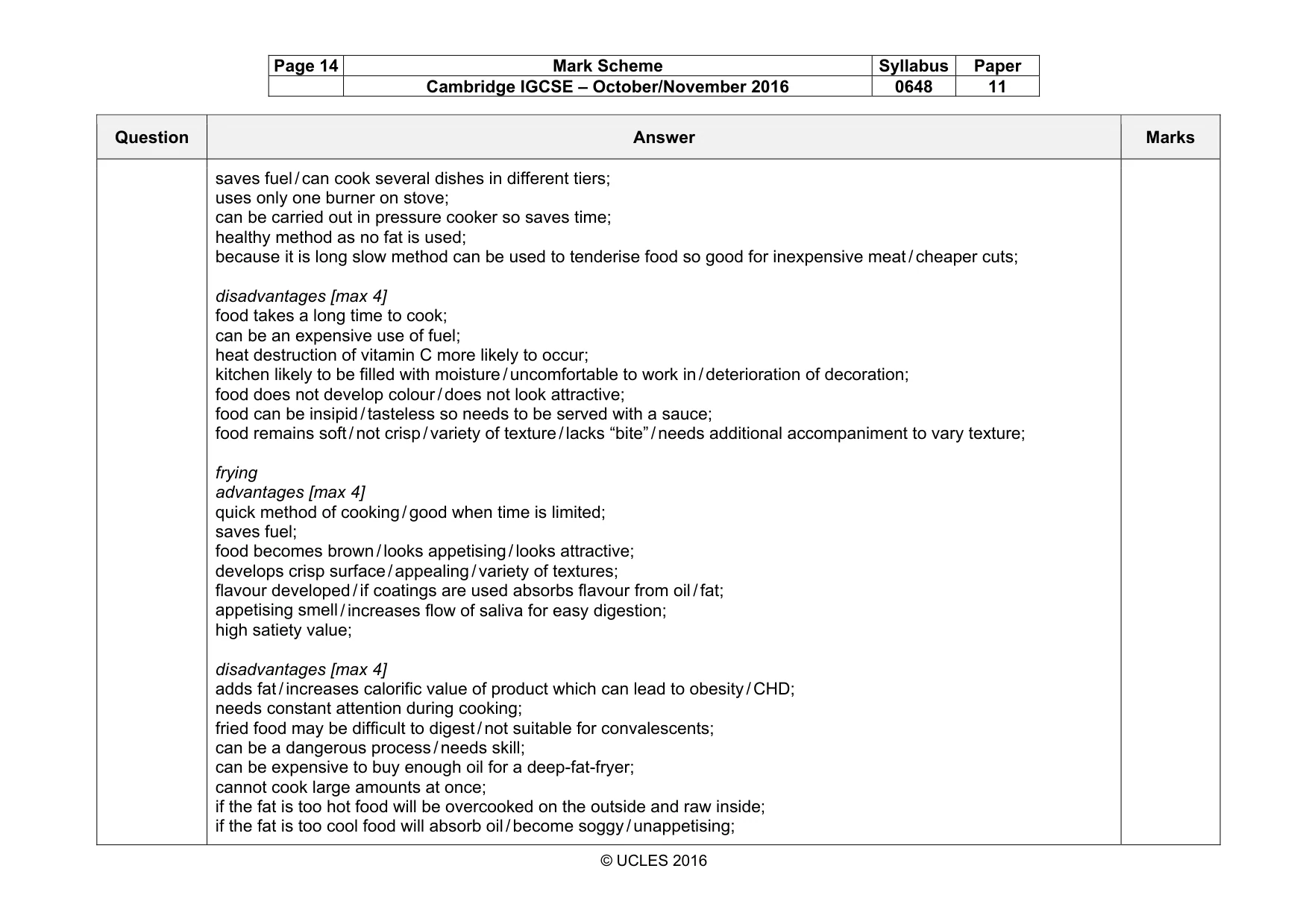 Mark scheme, page 14 of 15