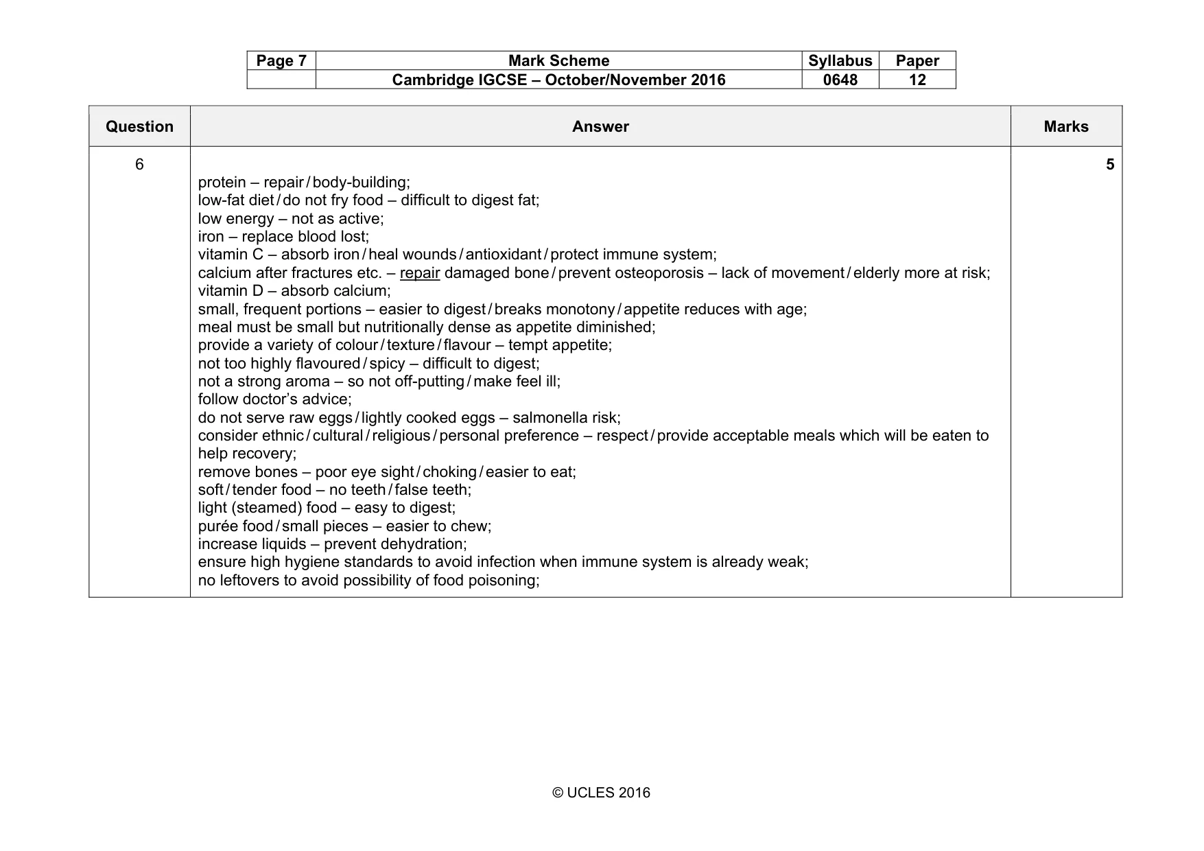 Mark scheme, page 7 of 14