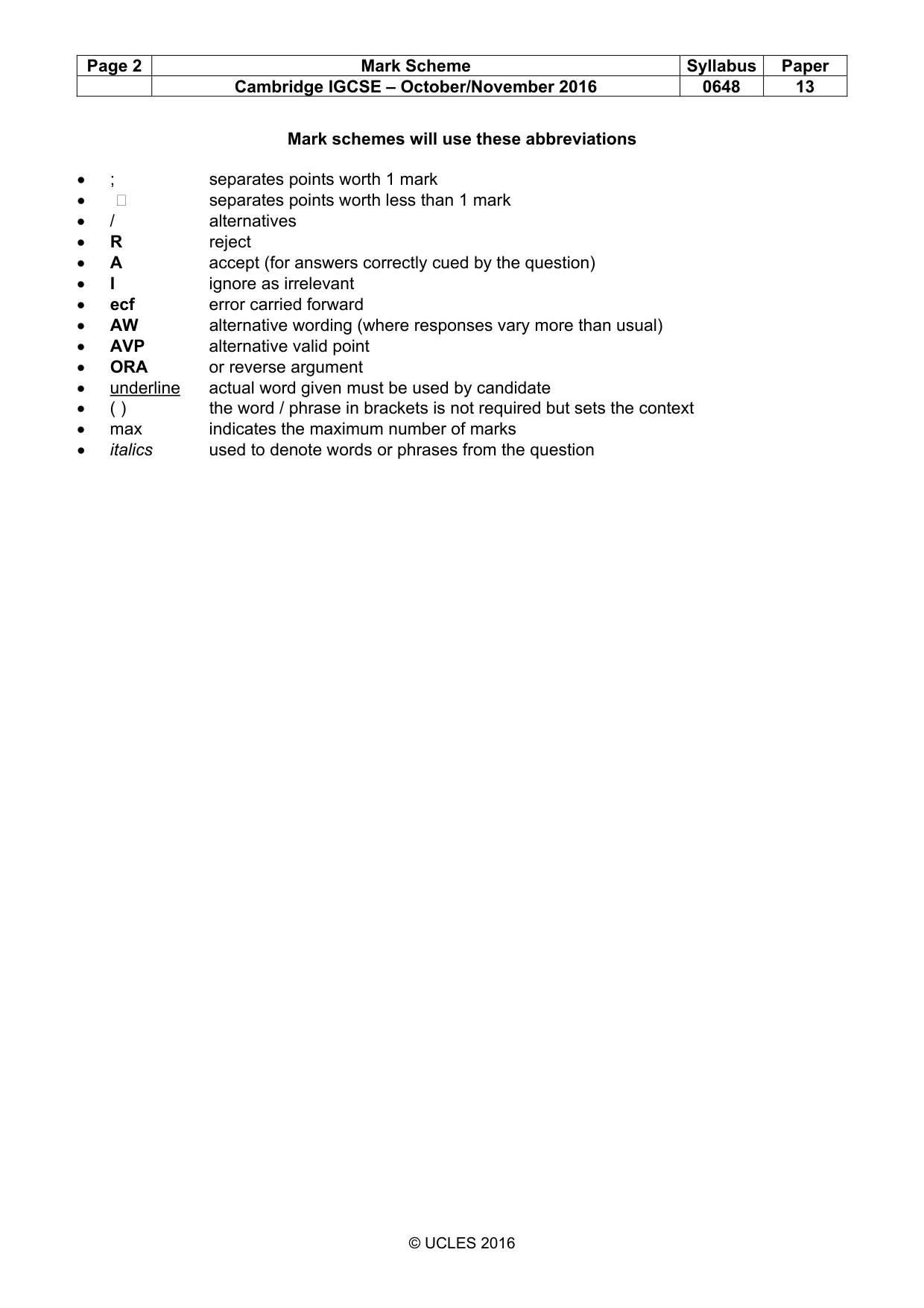 Mark scheme, page 2 of 16
