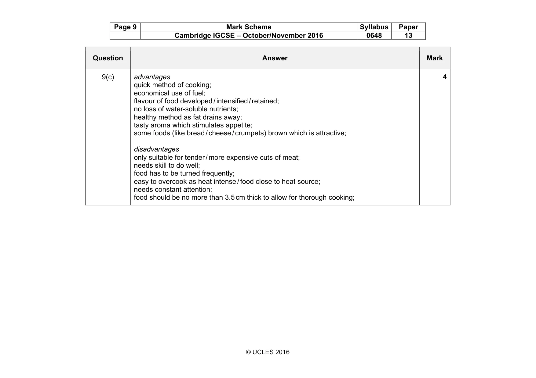 Mark scheme, page 9 of 16