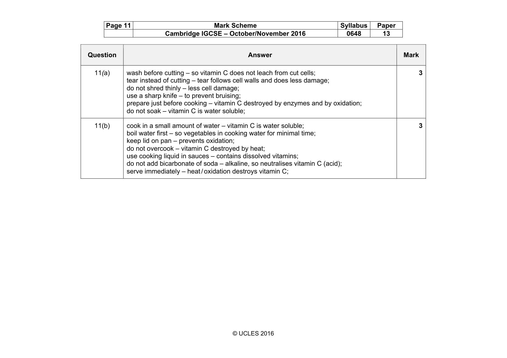Mark scheme, page 11 of 16