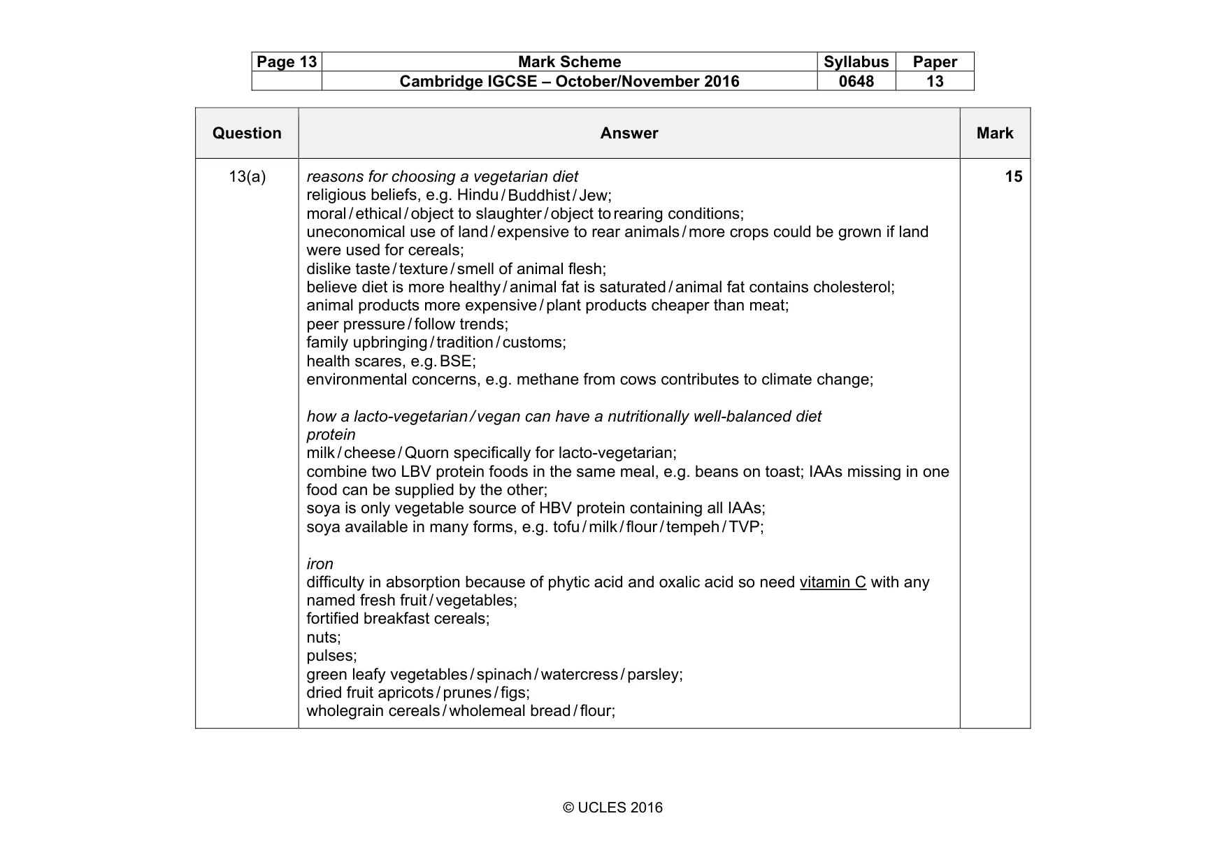 Mark scheme, page 13 of 16