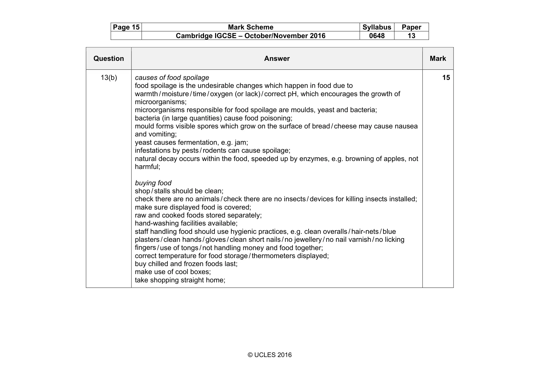 Mark scheme, page 15 of 16