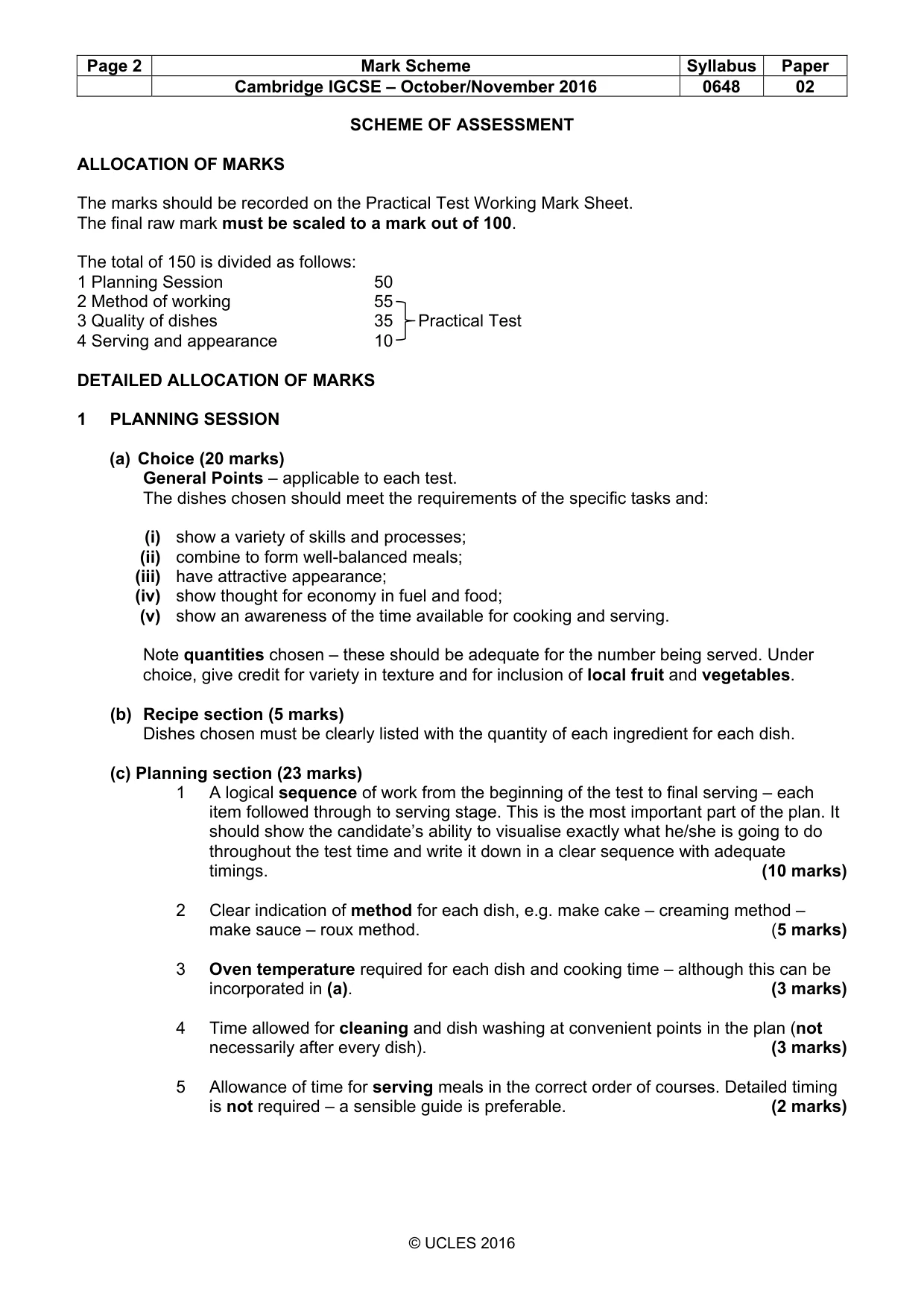 Mark scheme, page 2 of 5
