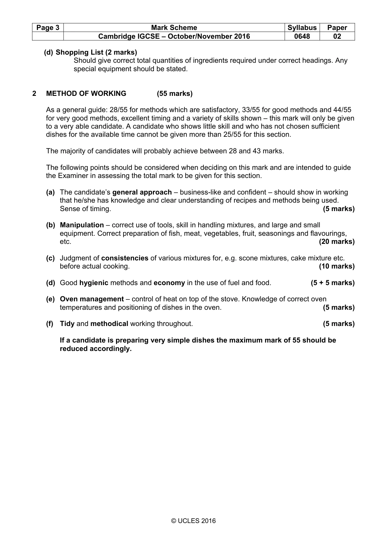 Mark scheme, page 3 of 5