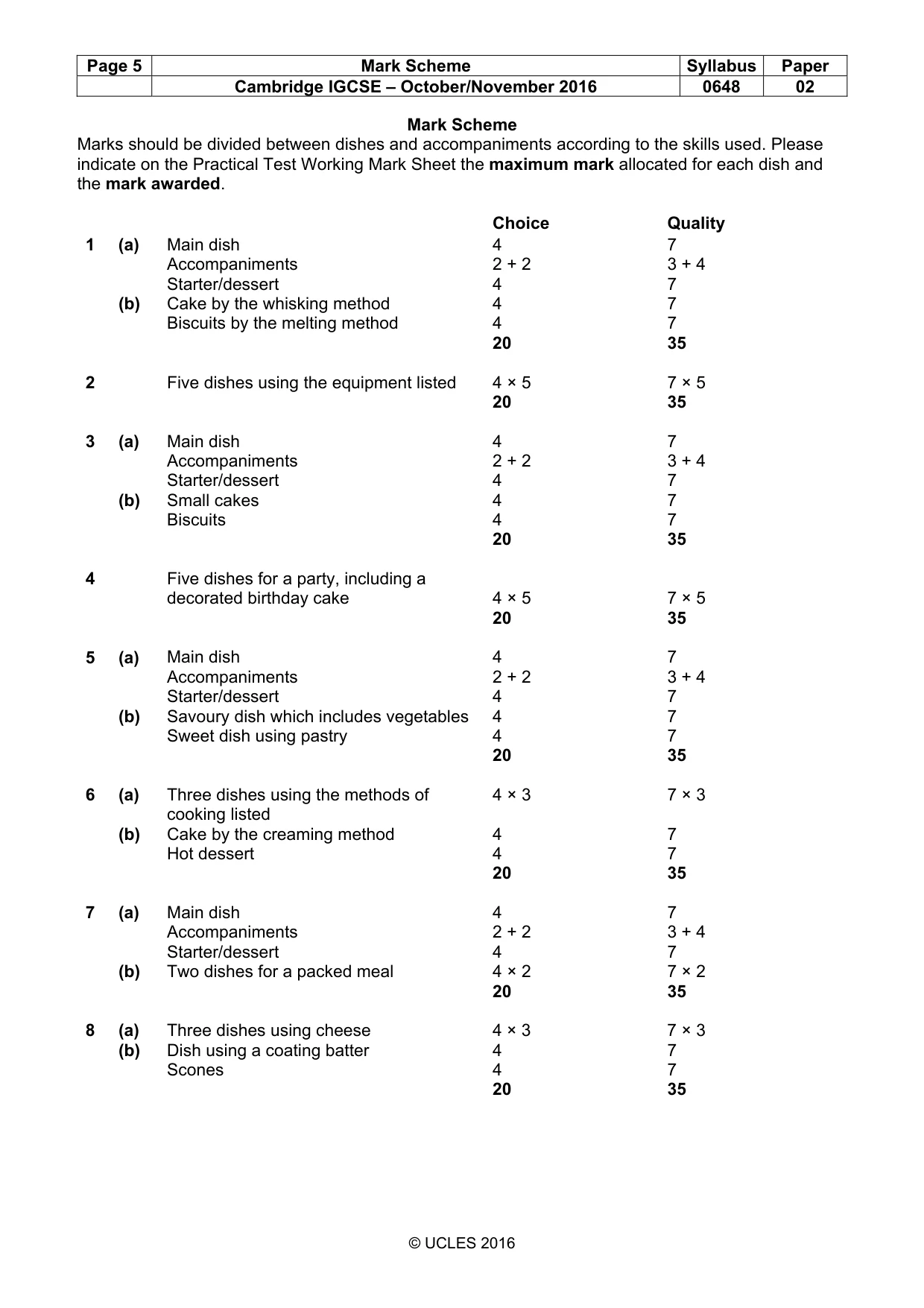Mark scheme, page 5 of 5