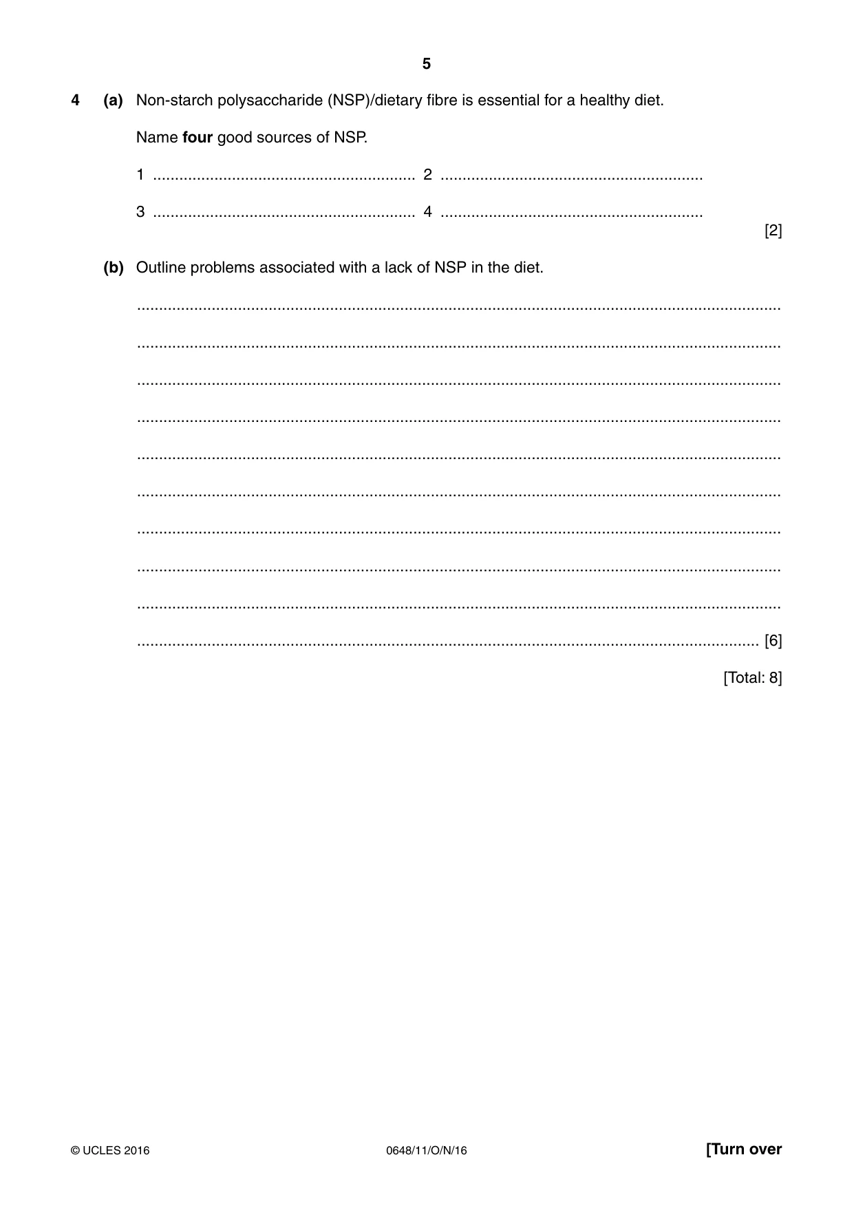 Cambridge IGCSE Food and Nutrition 0648 2016 Oct/Nov Paper 1 · Variant 1 question paper, page 5 of 12