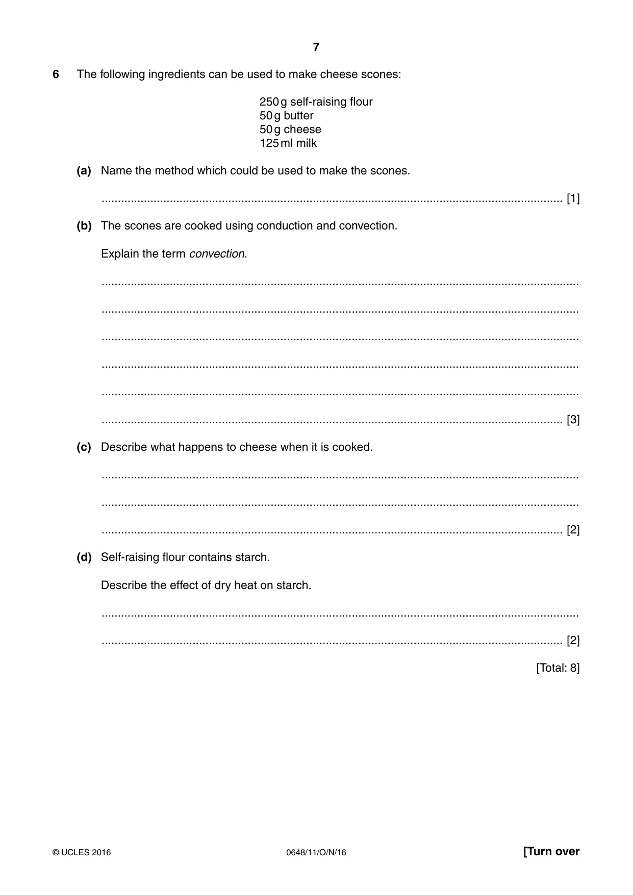Cambridge IGCSE Food and Nutrition 0648 2016 Oct/Nov Paper 1 · Variant 1 question paper, page 7 of 12