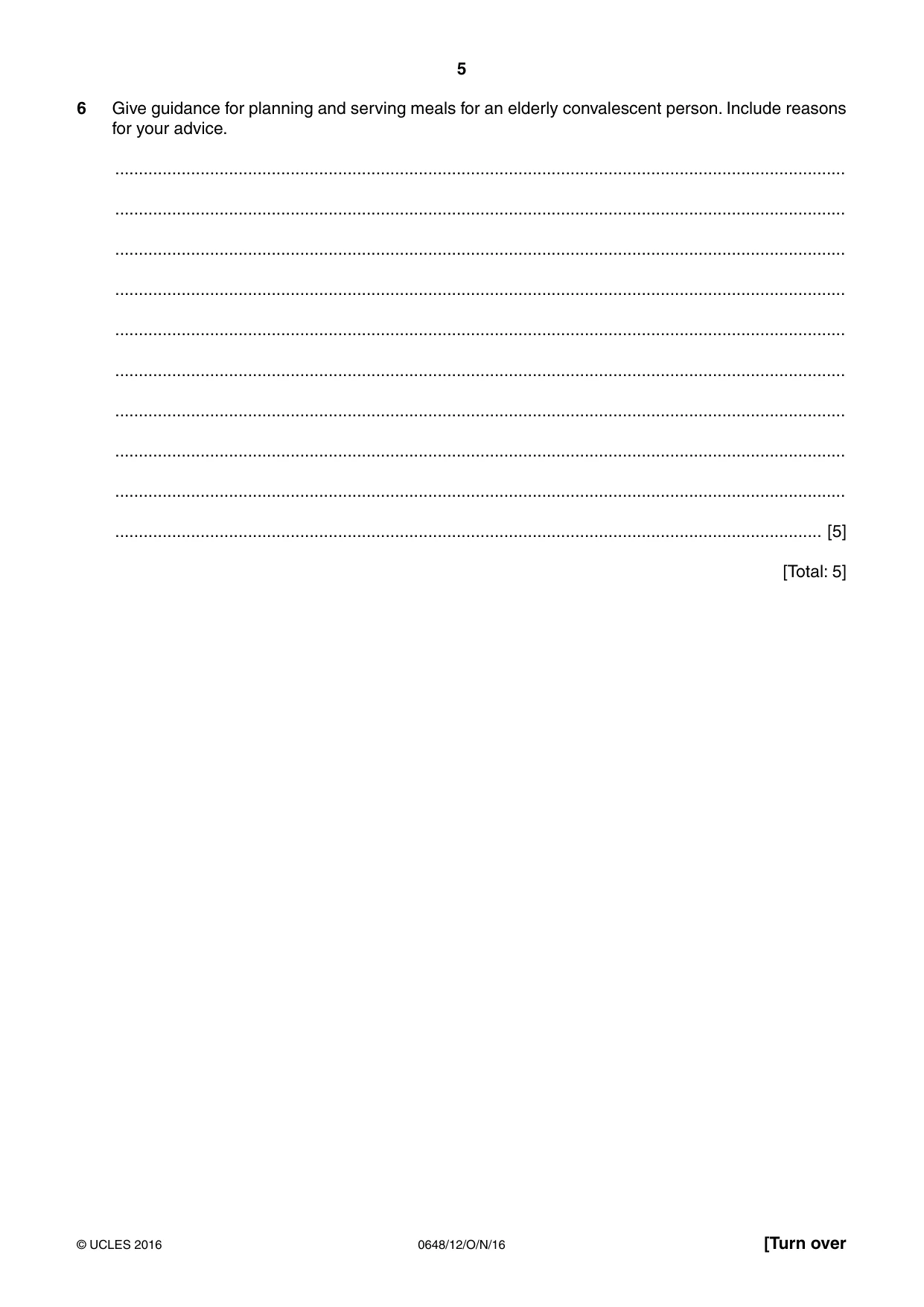 Cambridge IGCSE Food and Nutrition 0648 2016 Oct/Nov Paper 1 · Variant 2 question paper, page 5 of 12
