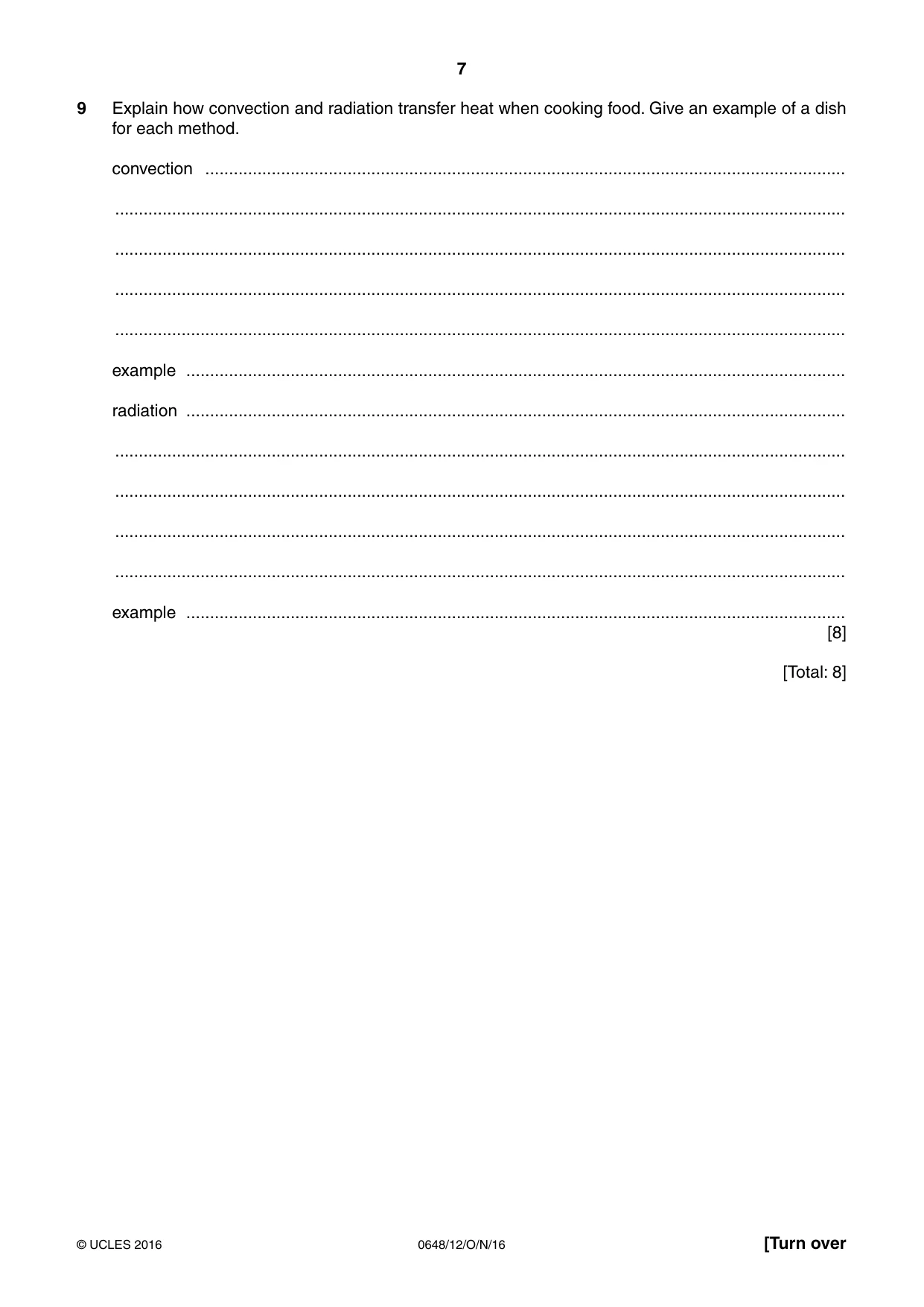 Cambridge IGCSE Food and Nutrition 0648 2016 Oct/Nov Paper 1 · Variant 2 question paper, page 7 of 12