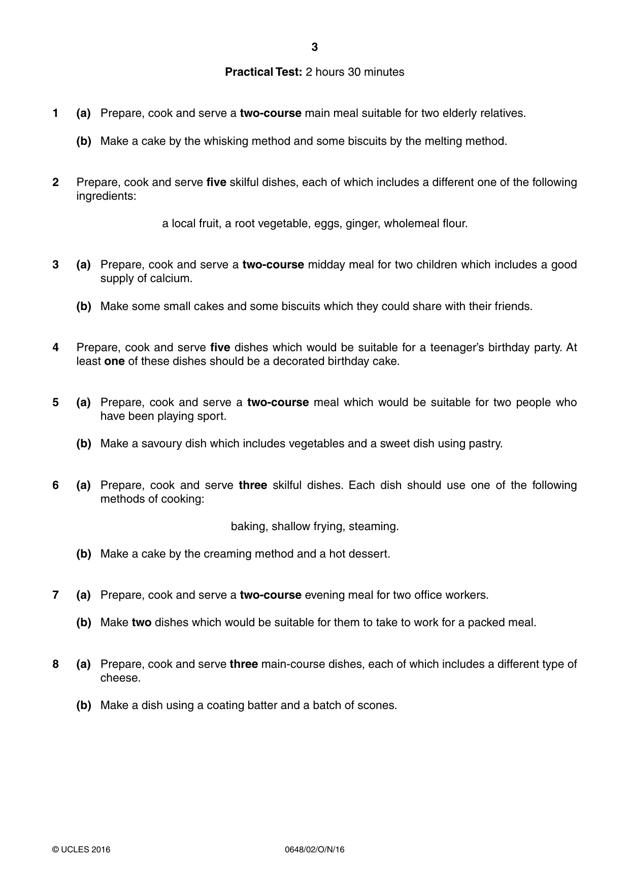 Cambridge IGCSE Food and Nutrition 0648 2016 Oct/Nov Paper 2 · Variant 1 question paper, page 3 of 4