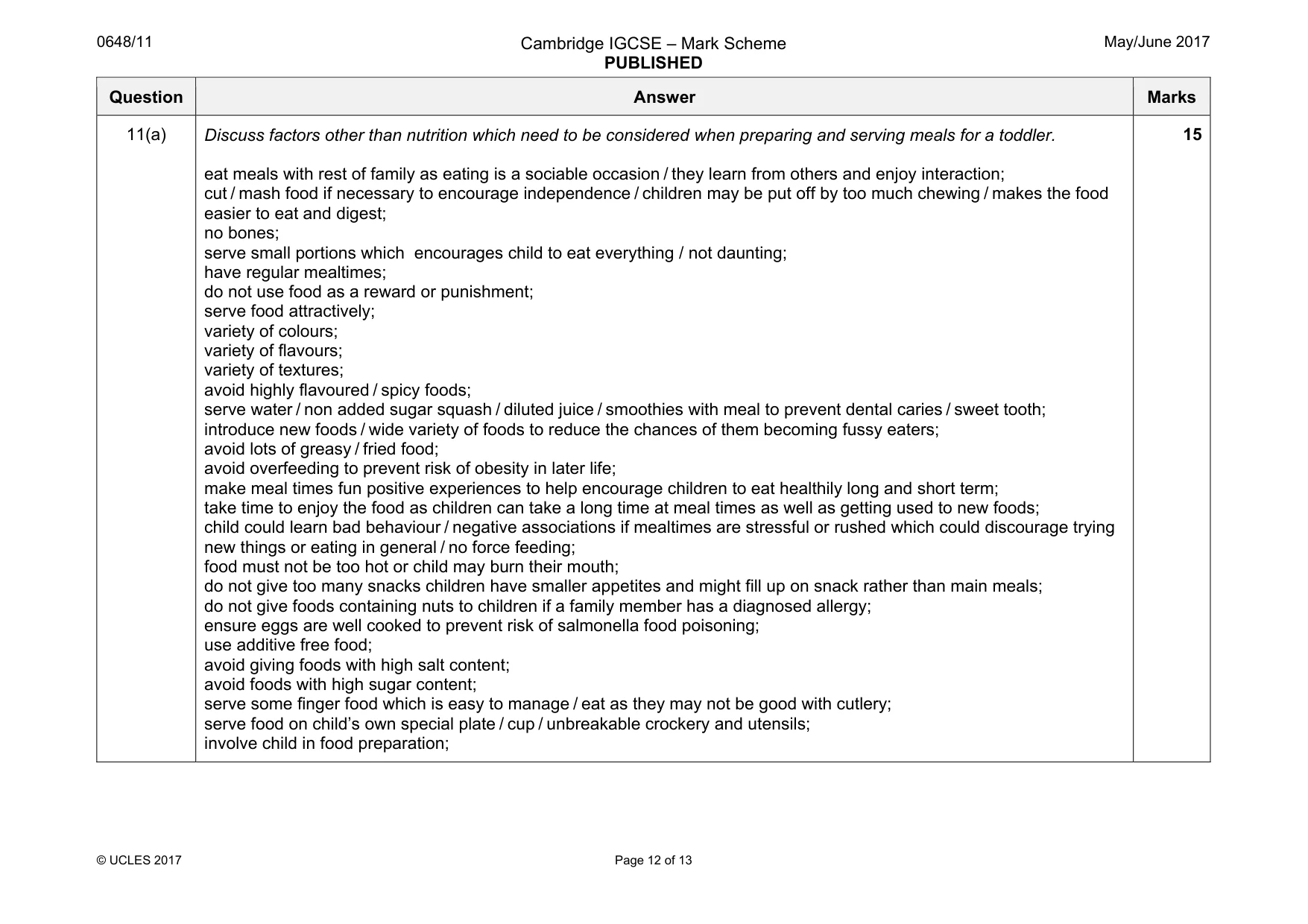 Mark scheme, page 12 of 13