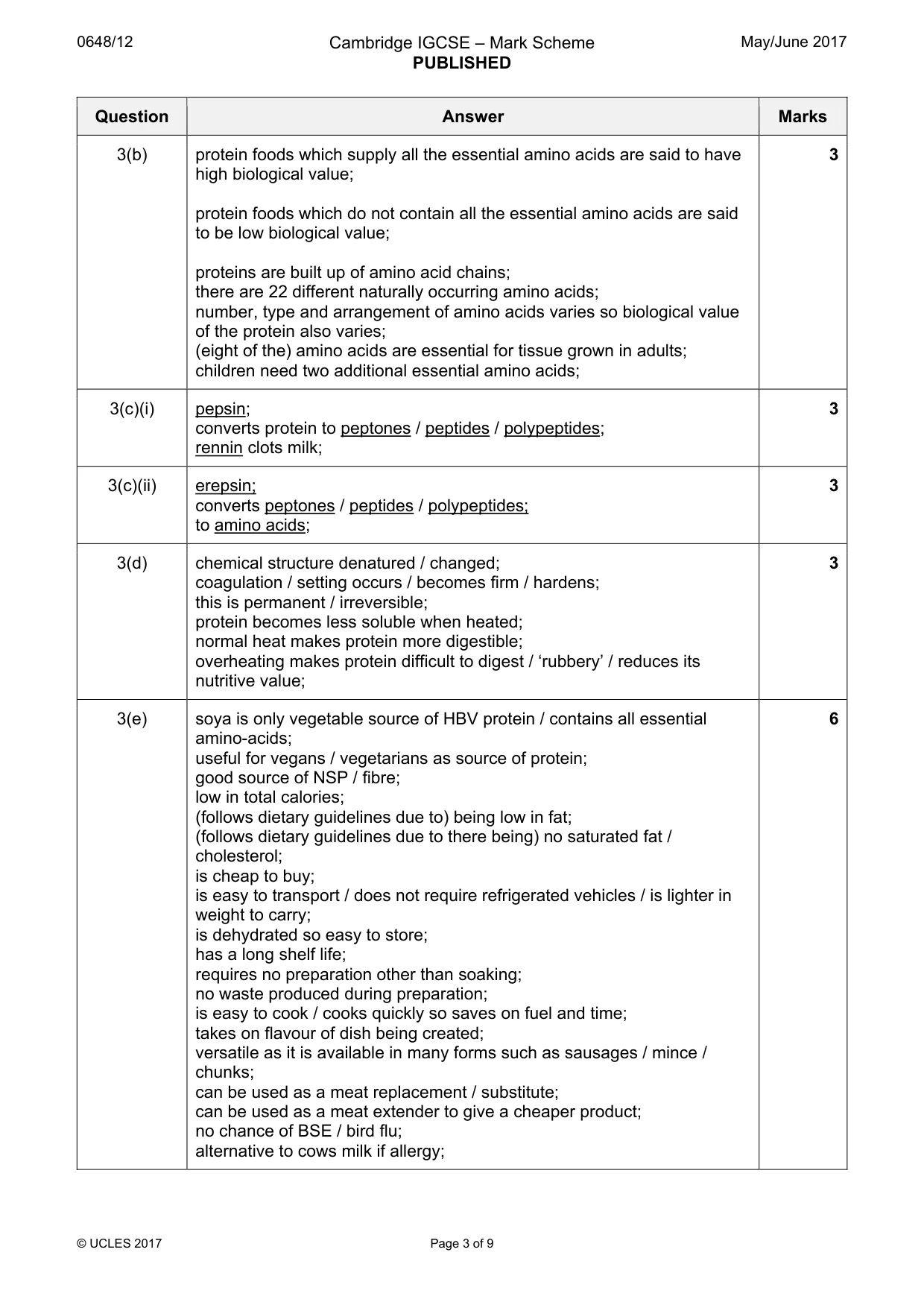 Mark scheme, page 3 of 9