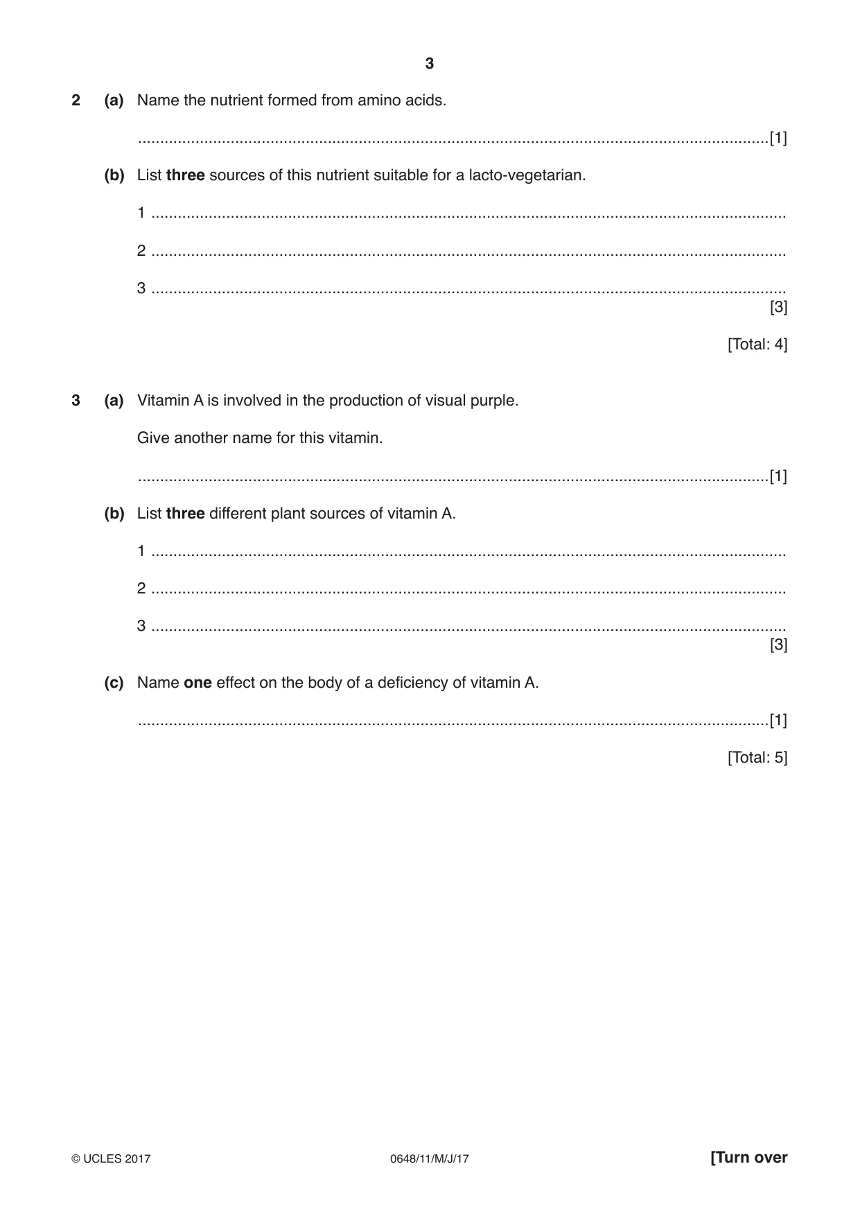 Cambridge IGCSE Food and Nutrition 0648 2017 May/June Paper 1 · Variant 1 question paper, page 3 of 16