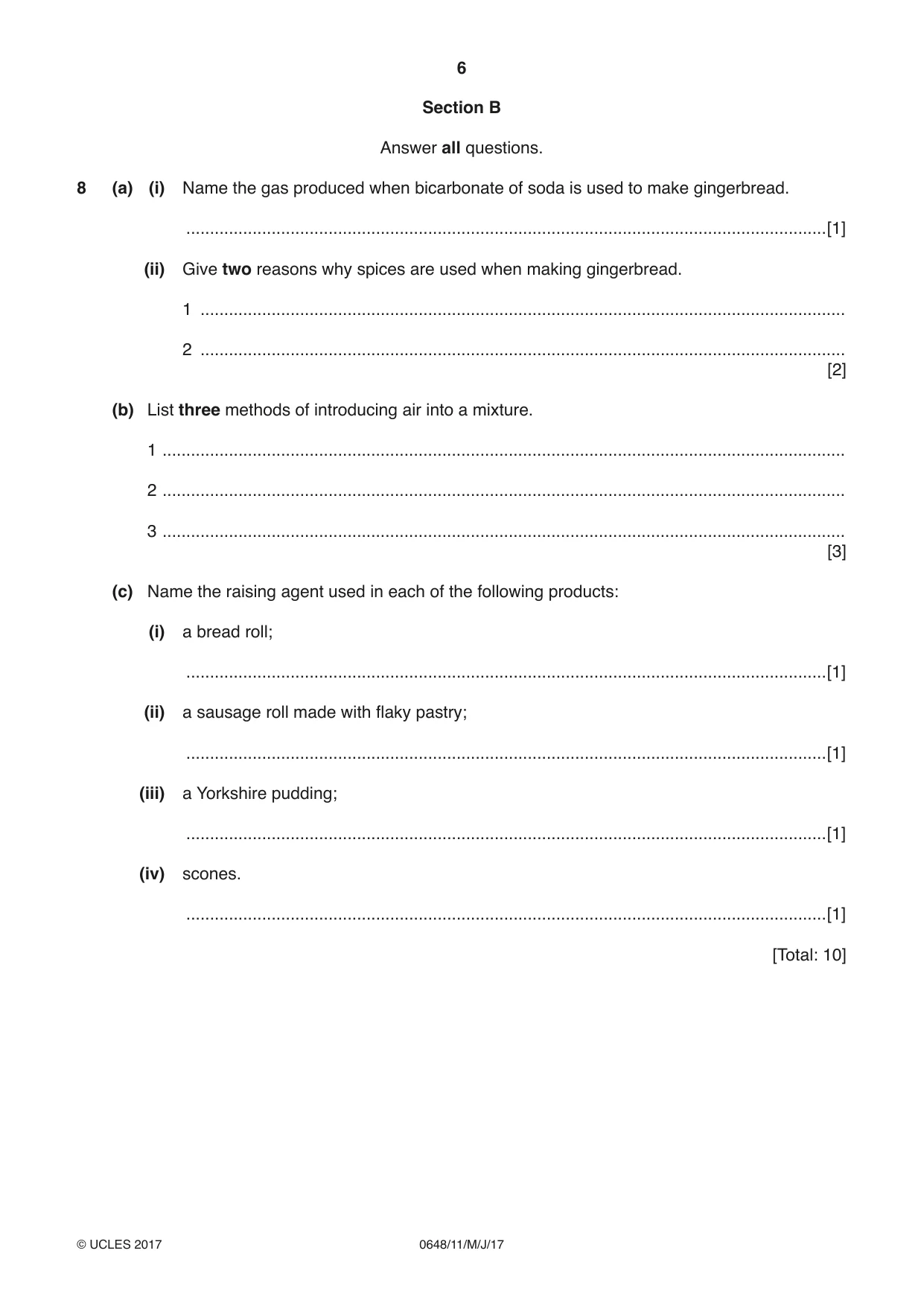 Cambridge IGCSE Food and Nutrition 0648 2017 May/June Paper 1 · Variant 1 question paper, page 6 of 16