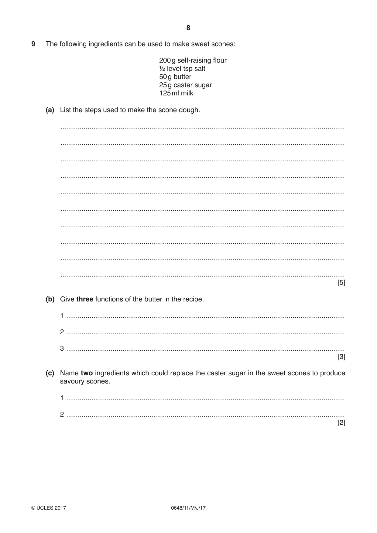Cambridge IGCSE Food and Nutrition 0648 2017 May/June Paper 1 · Variant 1 question paper, page 8 of 16
