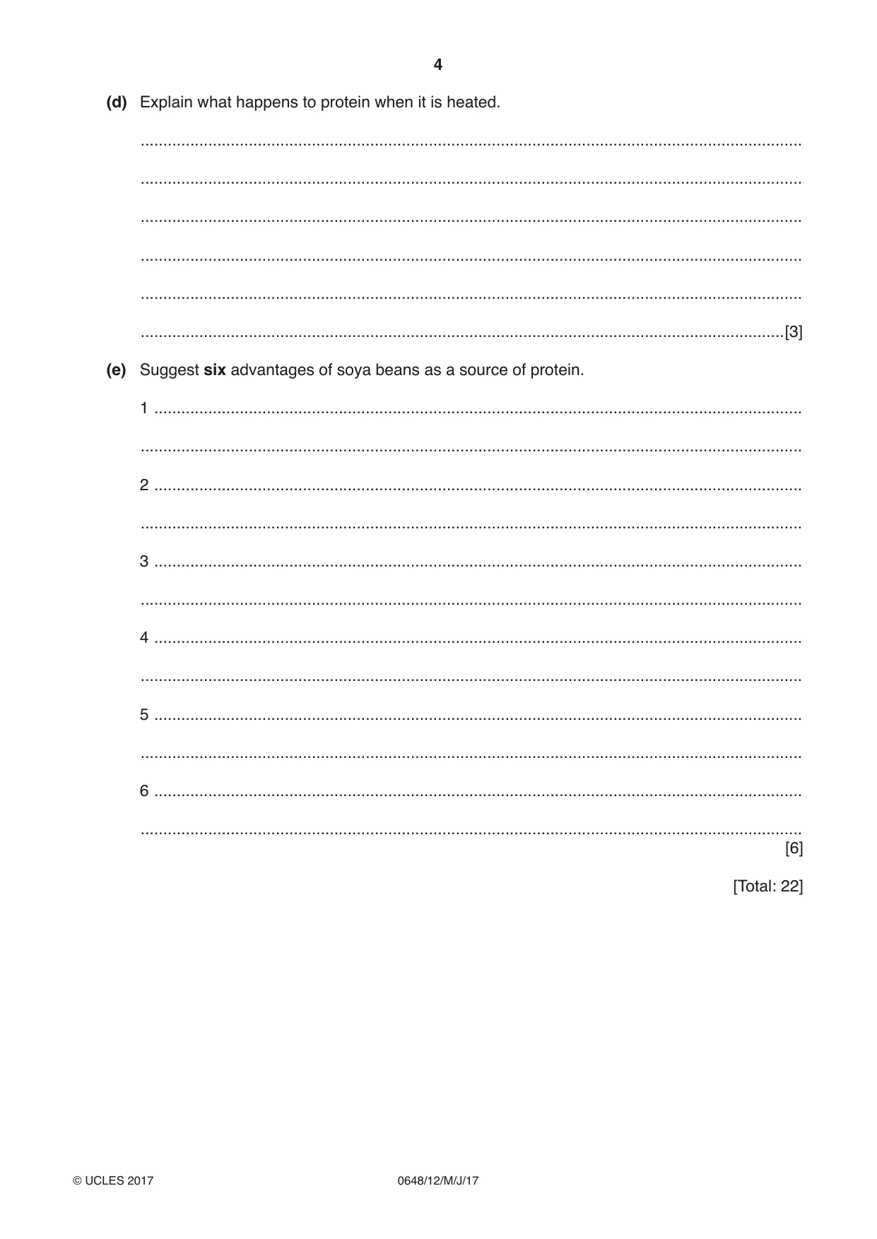 Cambridge IGCSE Food and Nutrition 0648 2017 May/June Paper 1 · Variant 2 question paper, page 4 of 12