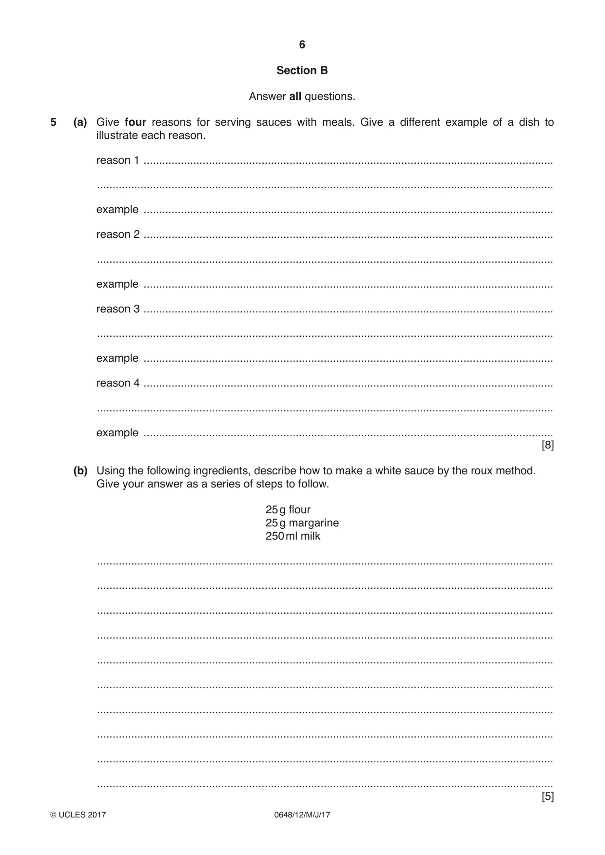 Cambridge IGCSE Food and Nutrition 0648 2017 May/June Paper 1 · Variant 2 question paper, page 6 of 12