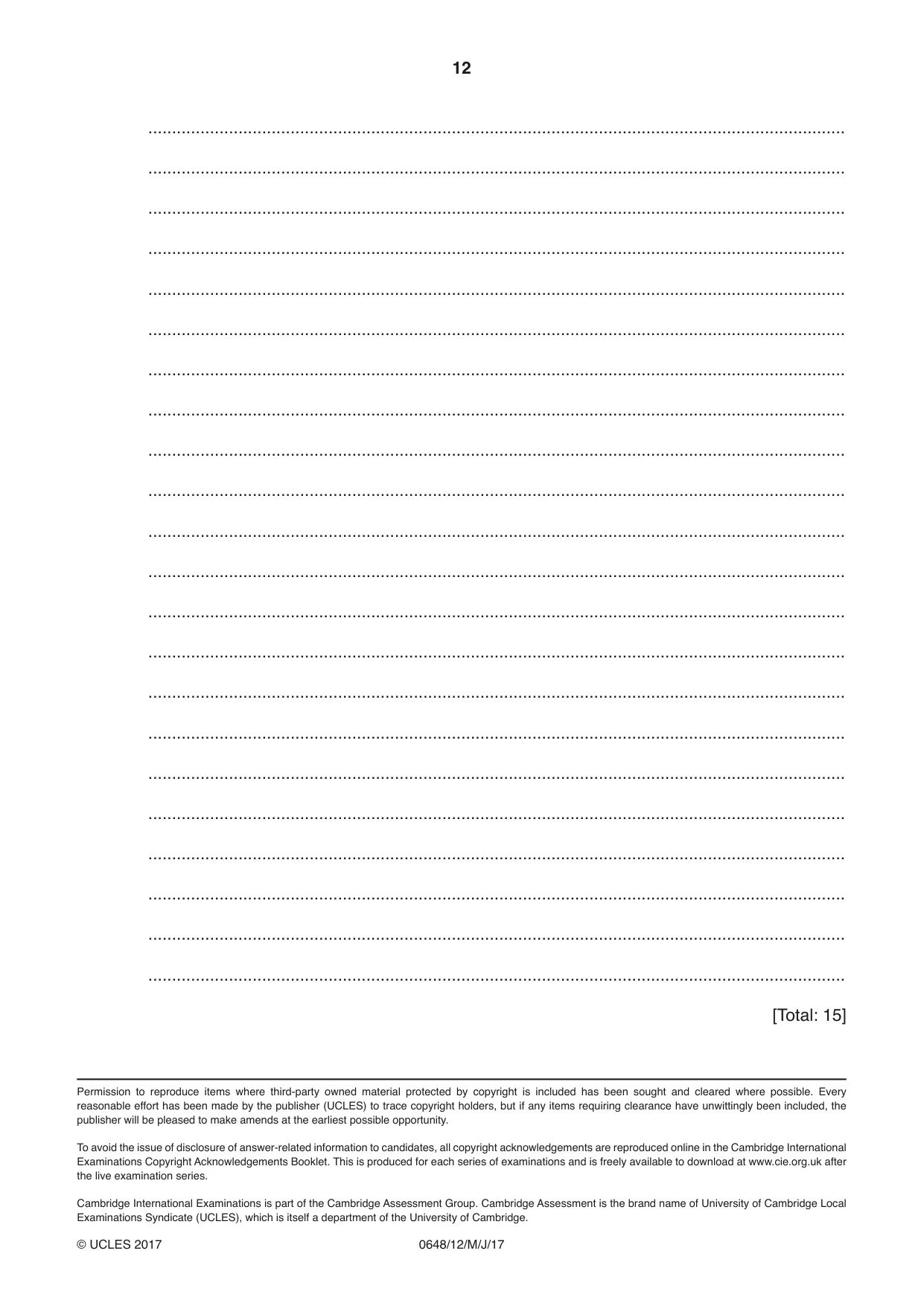 Cambridge IGCSE Food and Nutrition 0648 2017 May/June Paper 1 · Variant 2 question paper, page 12 of 12