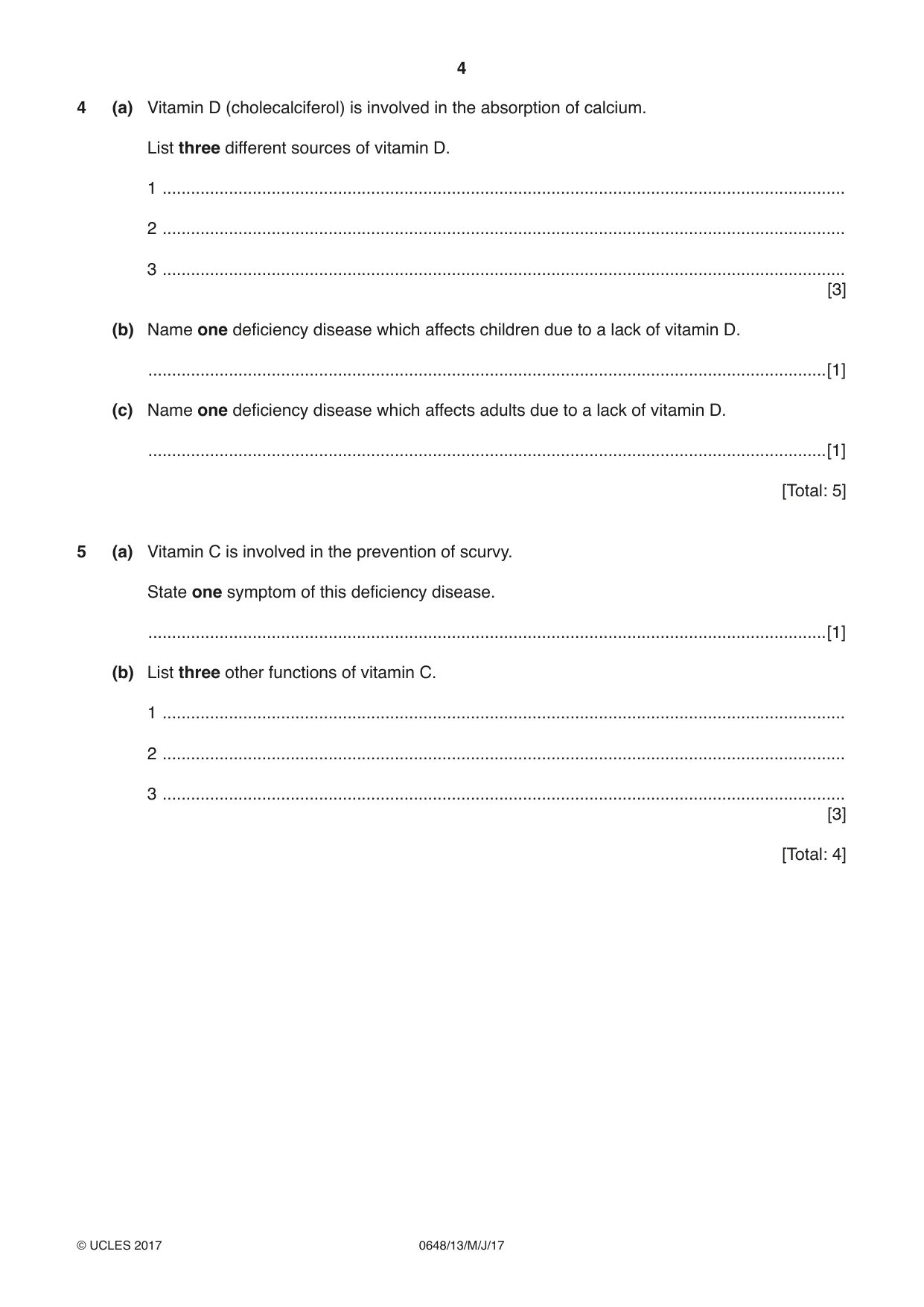 Cambridge IGCSE Food and Nutrition 0648 2017 May/June Paper 1 · Variant 3 question paper, page 4 of 16