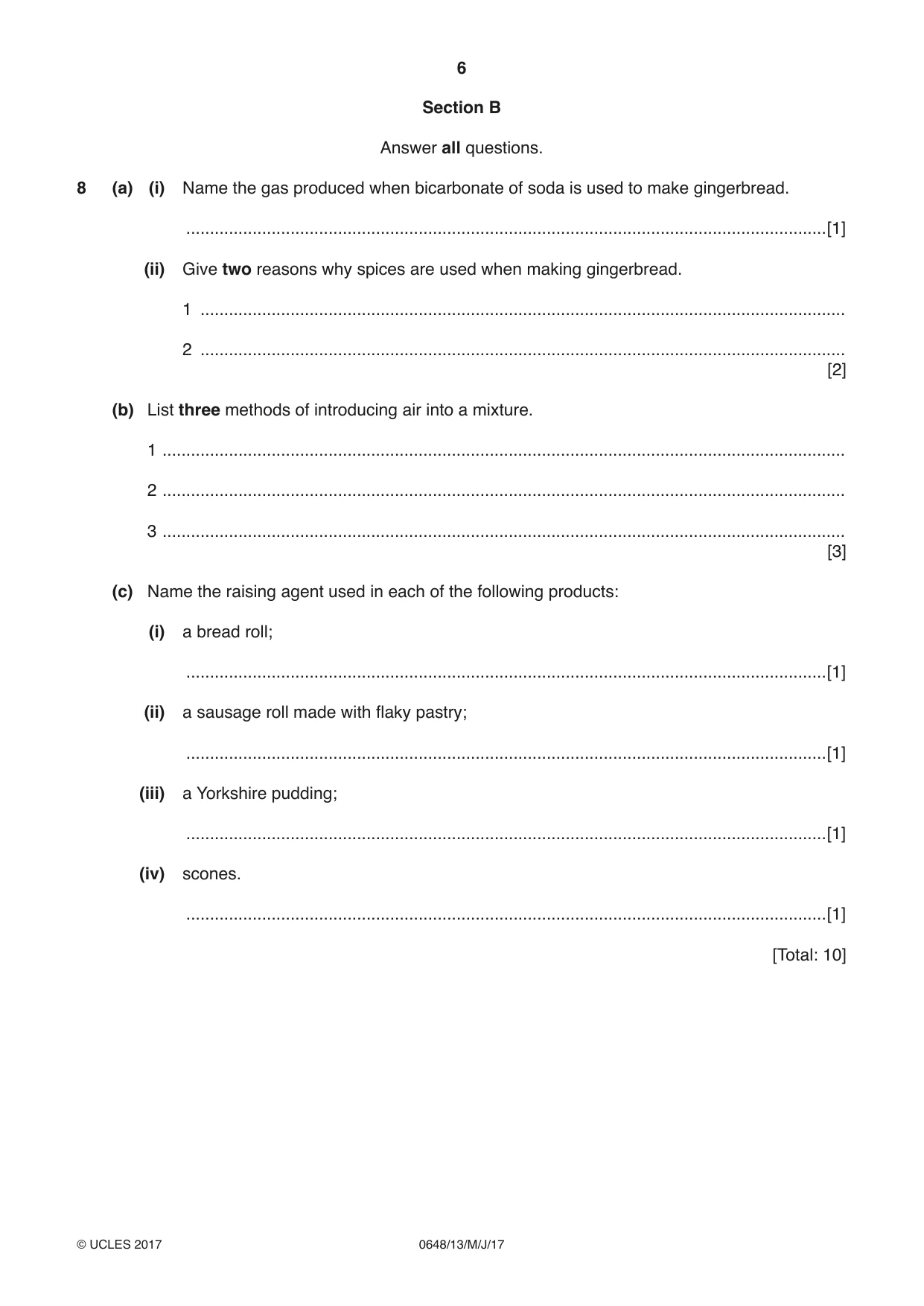 Cambridge IGCSE Food and Nutrition 0648 2017 May/June Paper 1 · Variant 3 question paper, page 6 of 16