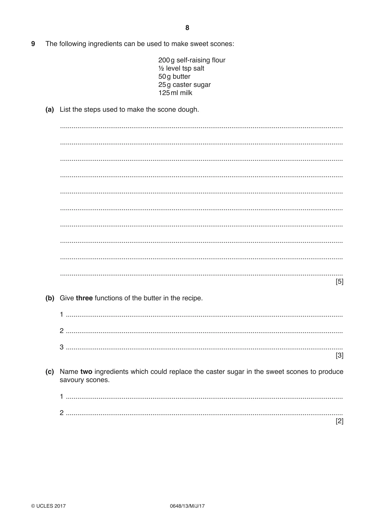 Cambridge IGCSE Food and Nutrition 0648 2017 May/June Paper 1 · Variant 3 question paper, page 8 of 16