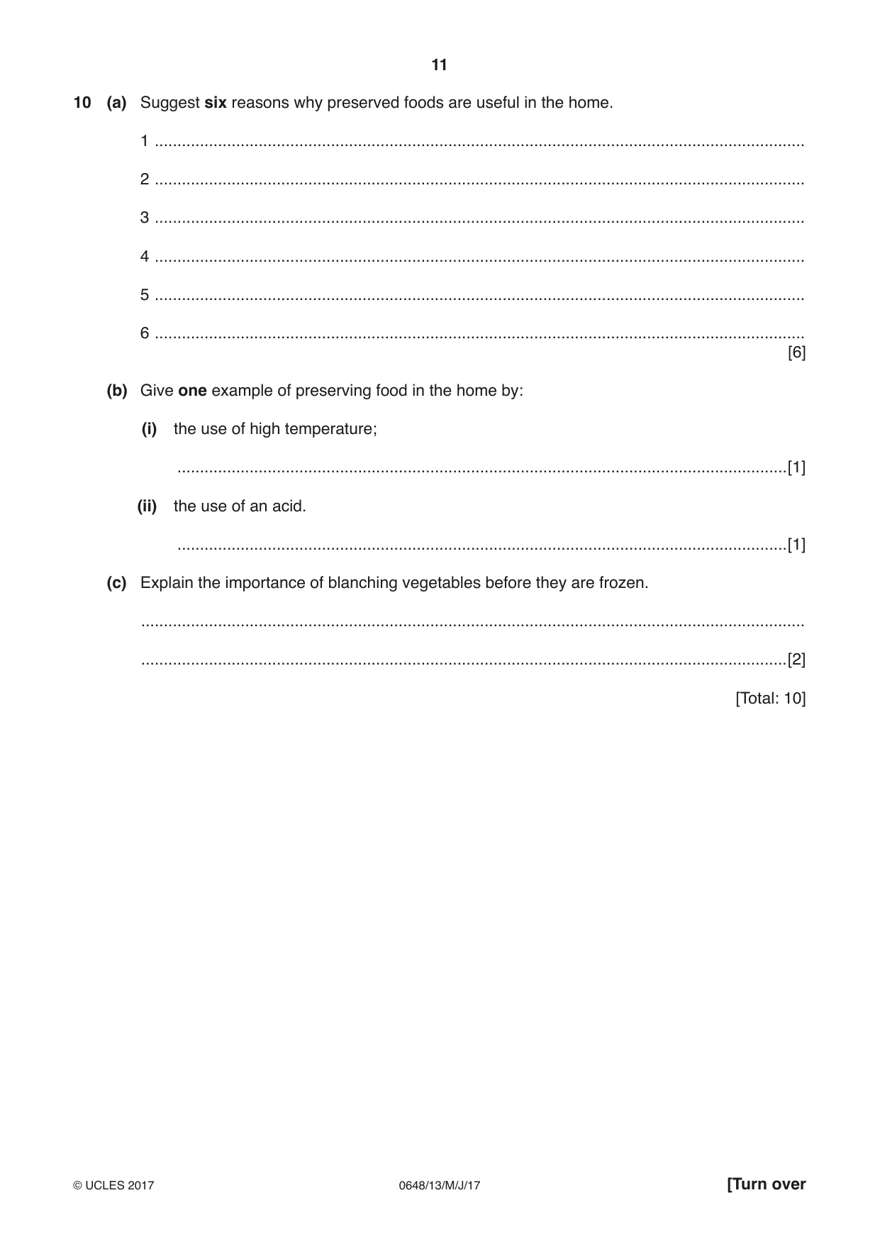 Cambridge IGCSE Food and Nutrition 0648 2017 May/June Paper 1 · Variant 3 question paper, page 11 of 16