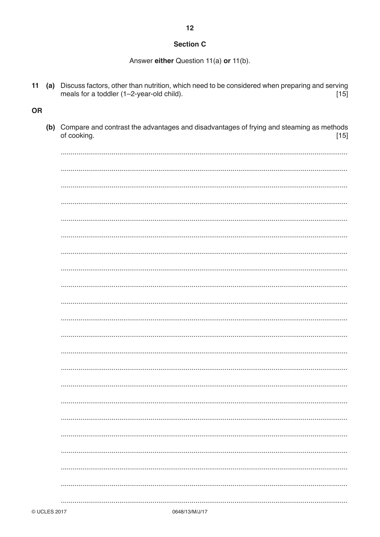 Cambridge IGCSE Food and Nutrition 0648 2017 May/June Paper 1 · Variant 3 question paper, page 12 of 16
