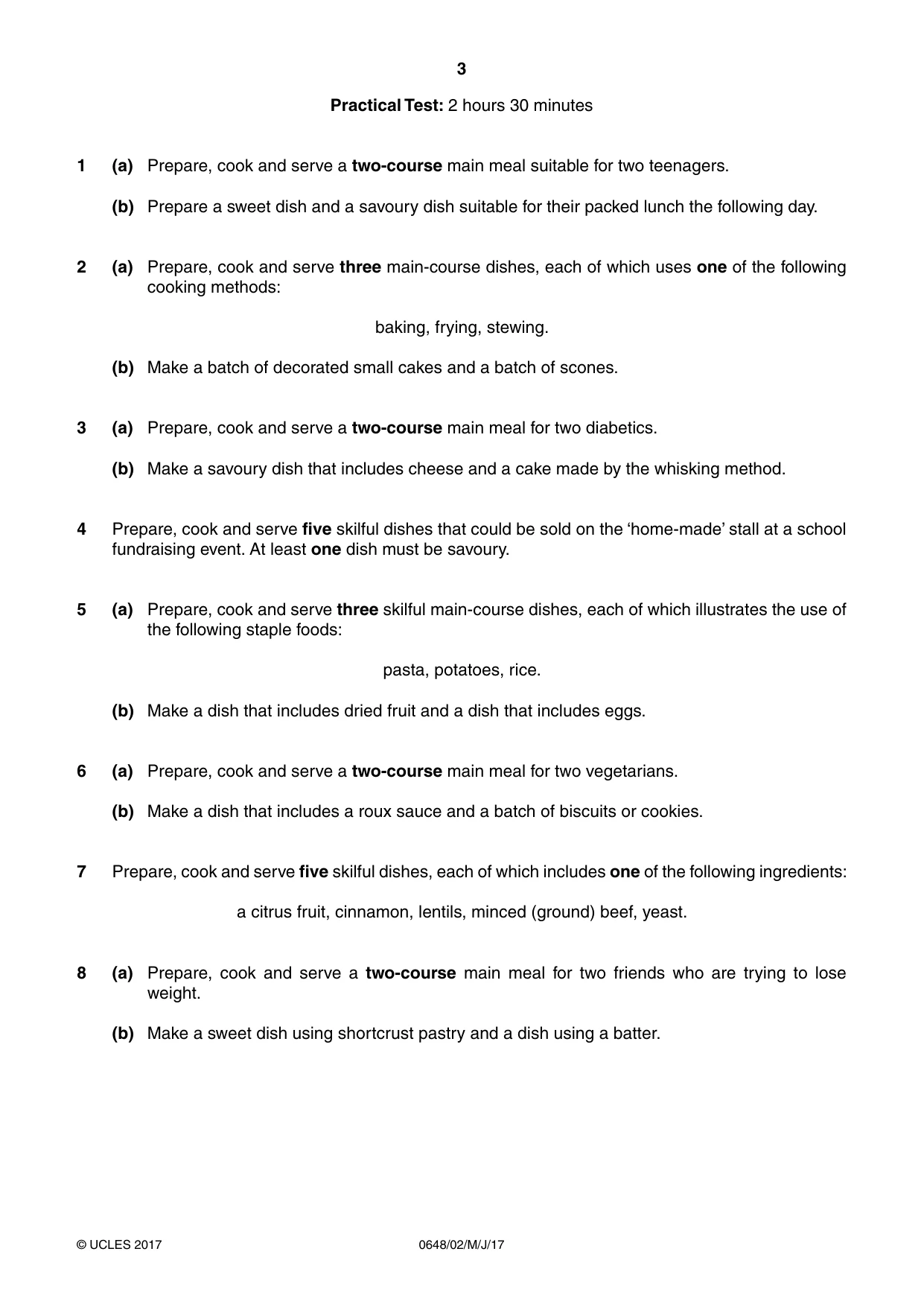 Cambridge IGCSE Food and Nutrition 0648 2017 May/June Paper 2 · Variant 1 question paper, page 3 of 4