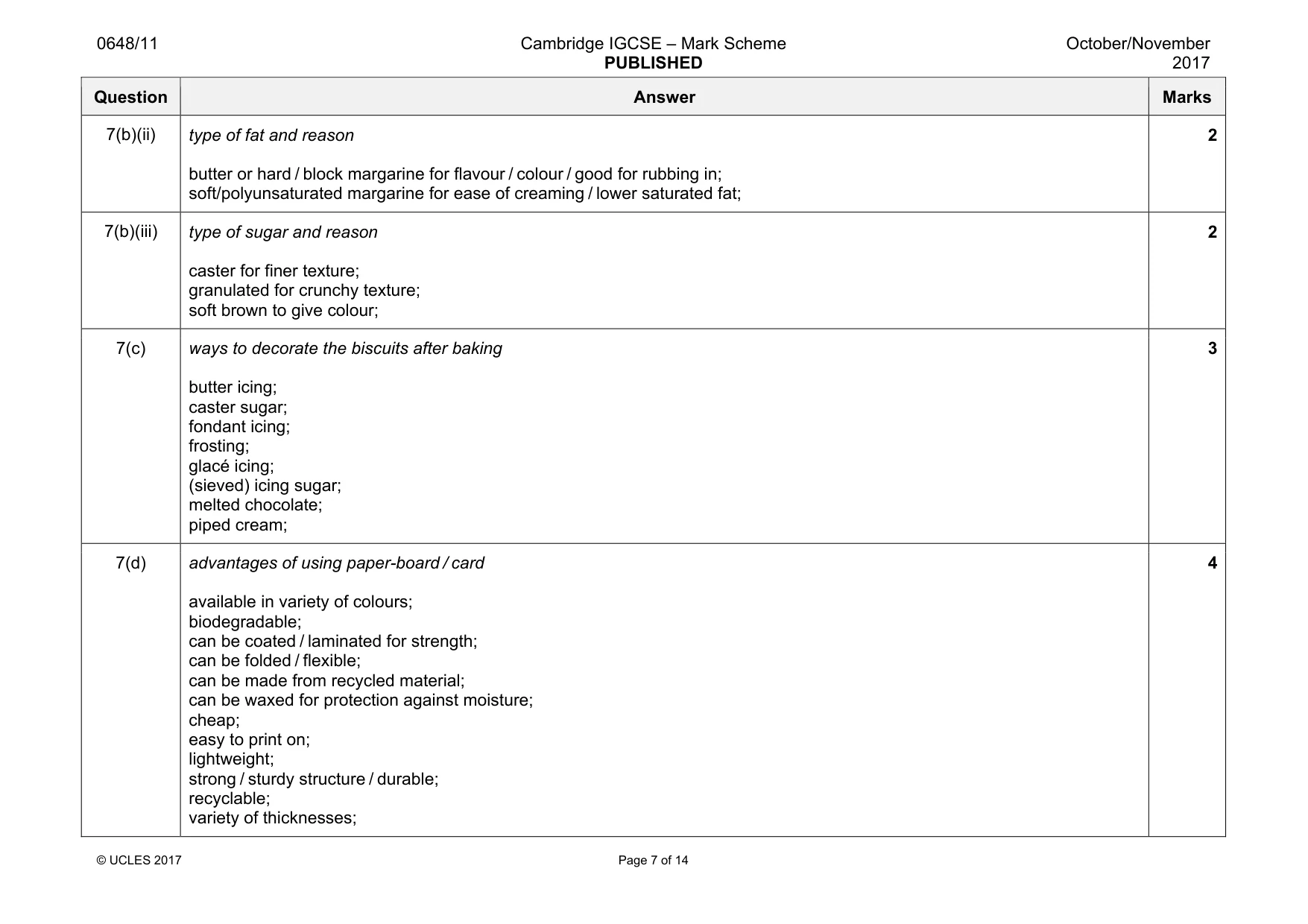 Mark scheme, page 7 of 14